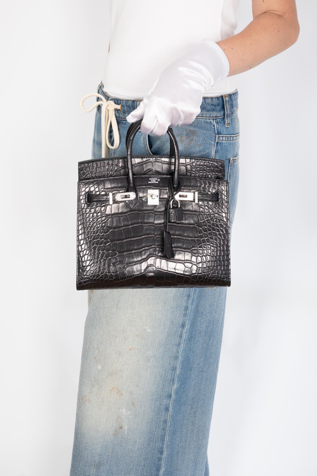 Hermès Birkin 25 Sellier Noir Matte Alligator Palladium Hardware