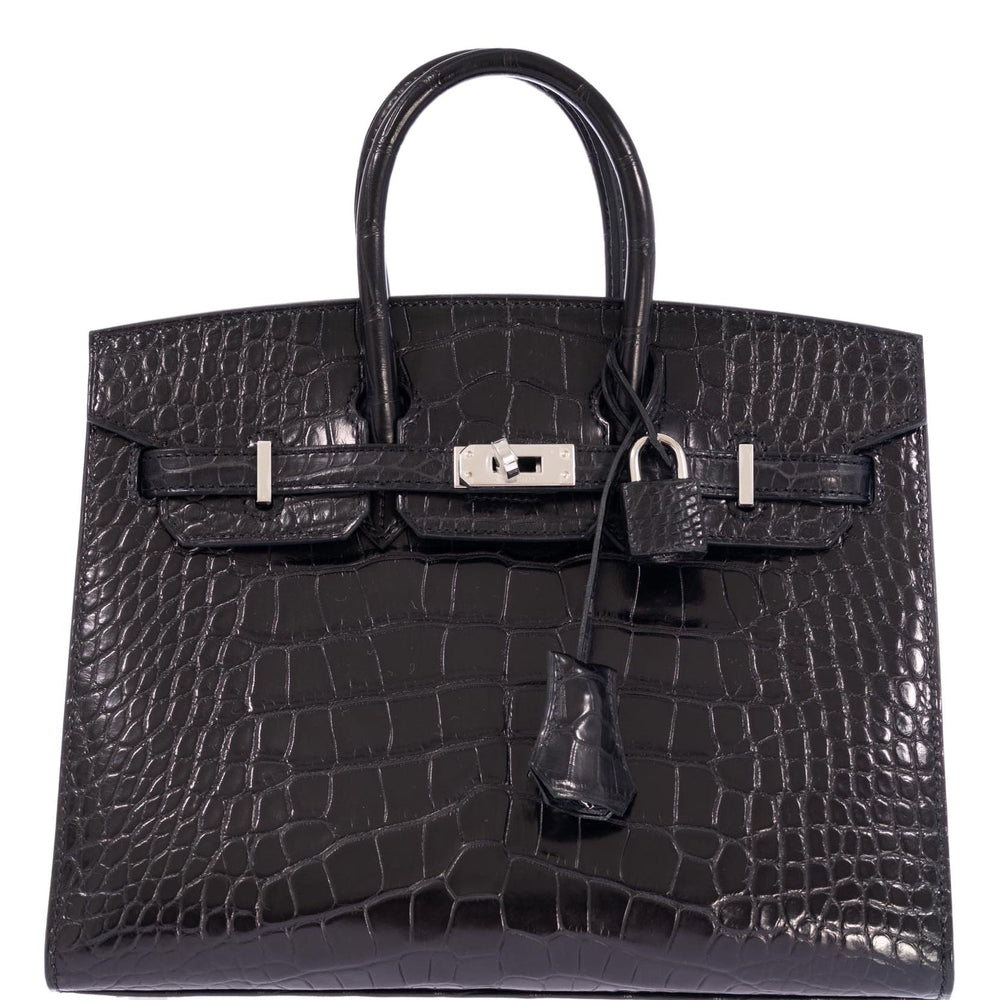 Hermès Birkin 25 Sellier Noir Matte Alligator Palladium Hardware