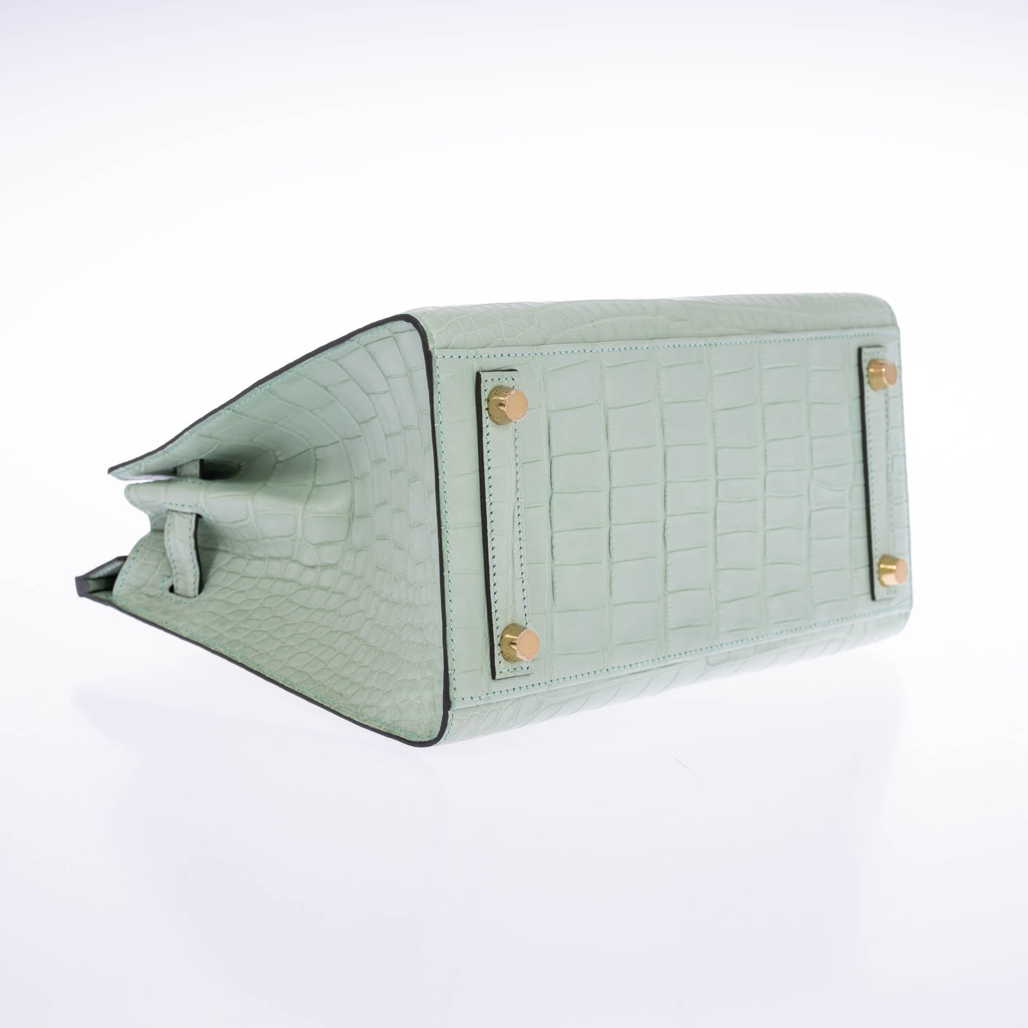 Hermès Birkin 25 Sellier Vert d'Eau Matte Alligator Gold Hardware
