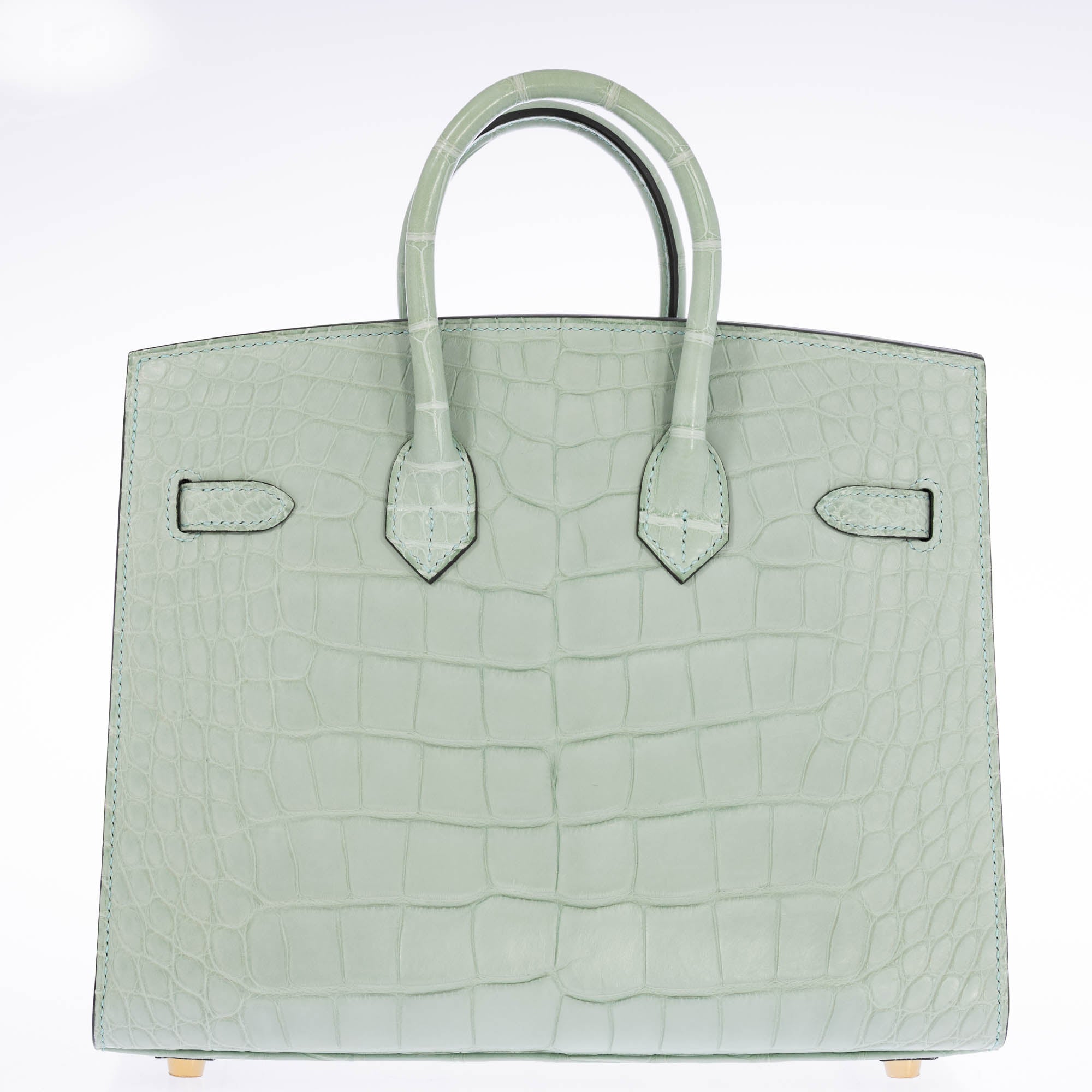 Hermès Birkin 25 Sellier Vert d'Eau Matte Alligator Gold Hardware