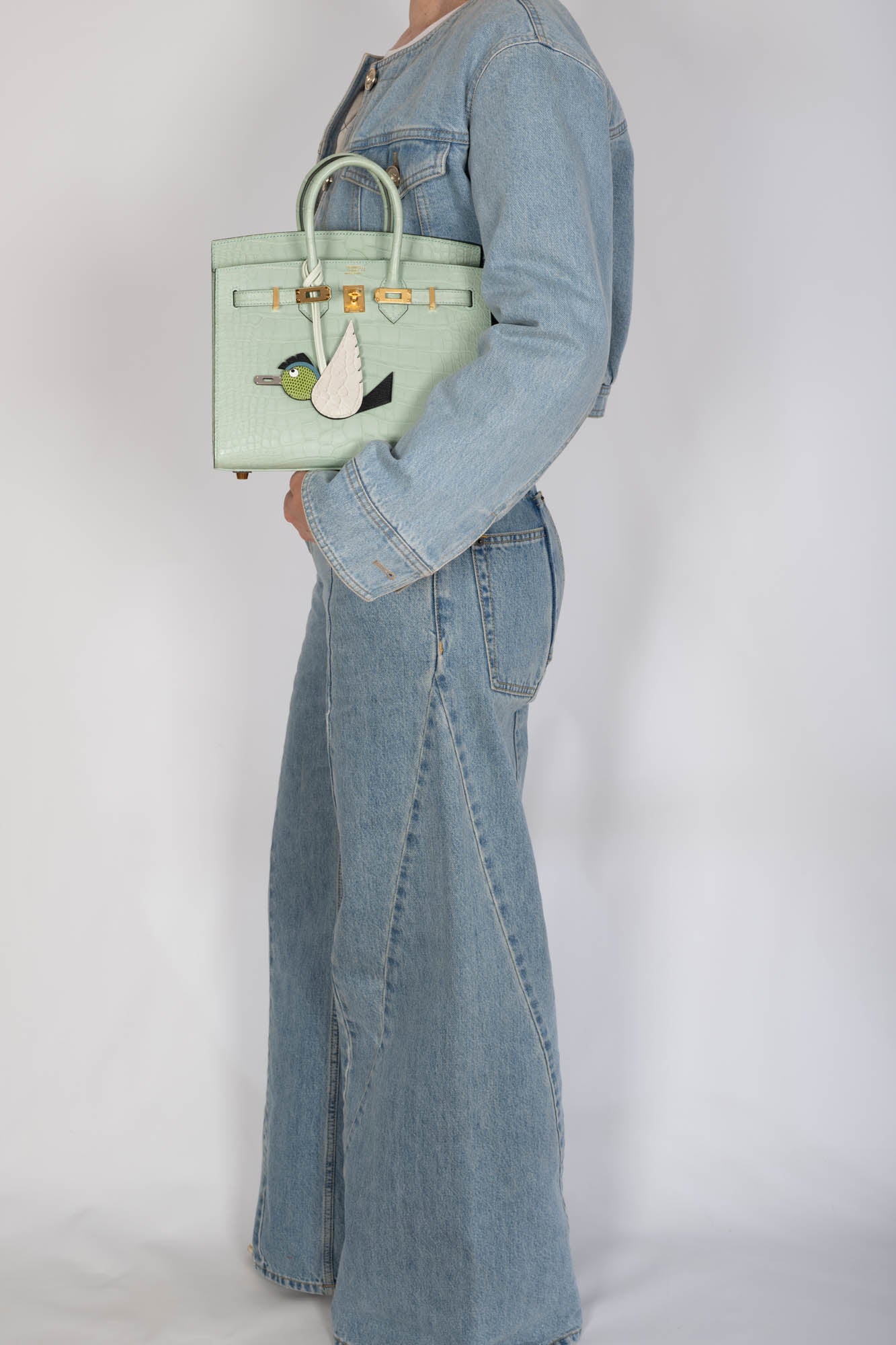 Hermès Birkin 25 Sellier Vert d'Eau Matte Alligator Gold Hardware