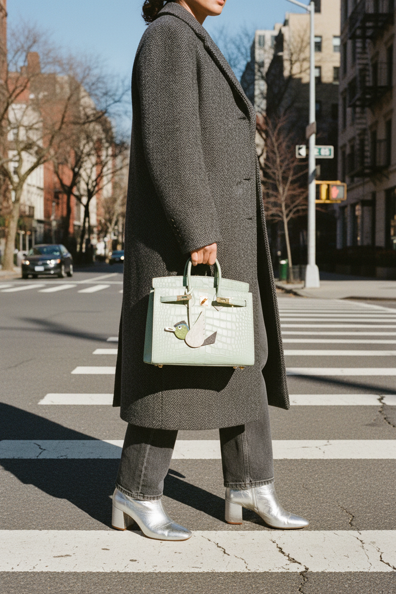 Hermès Birkin 25 Sellier Vert d'Eau Matte Alligator Gold Hardware