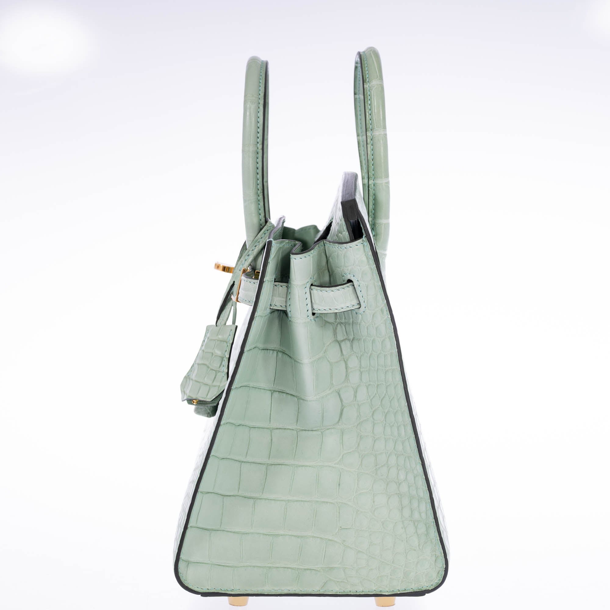 Hermès Birkin 25 Sellier Vert d'Eau Matte Alligator Gold Hardware