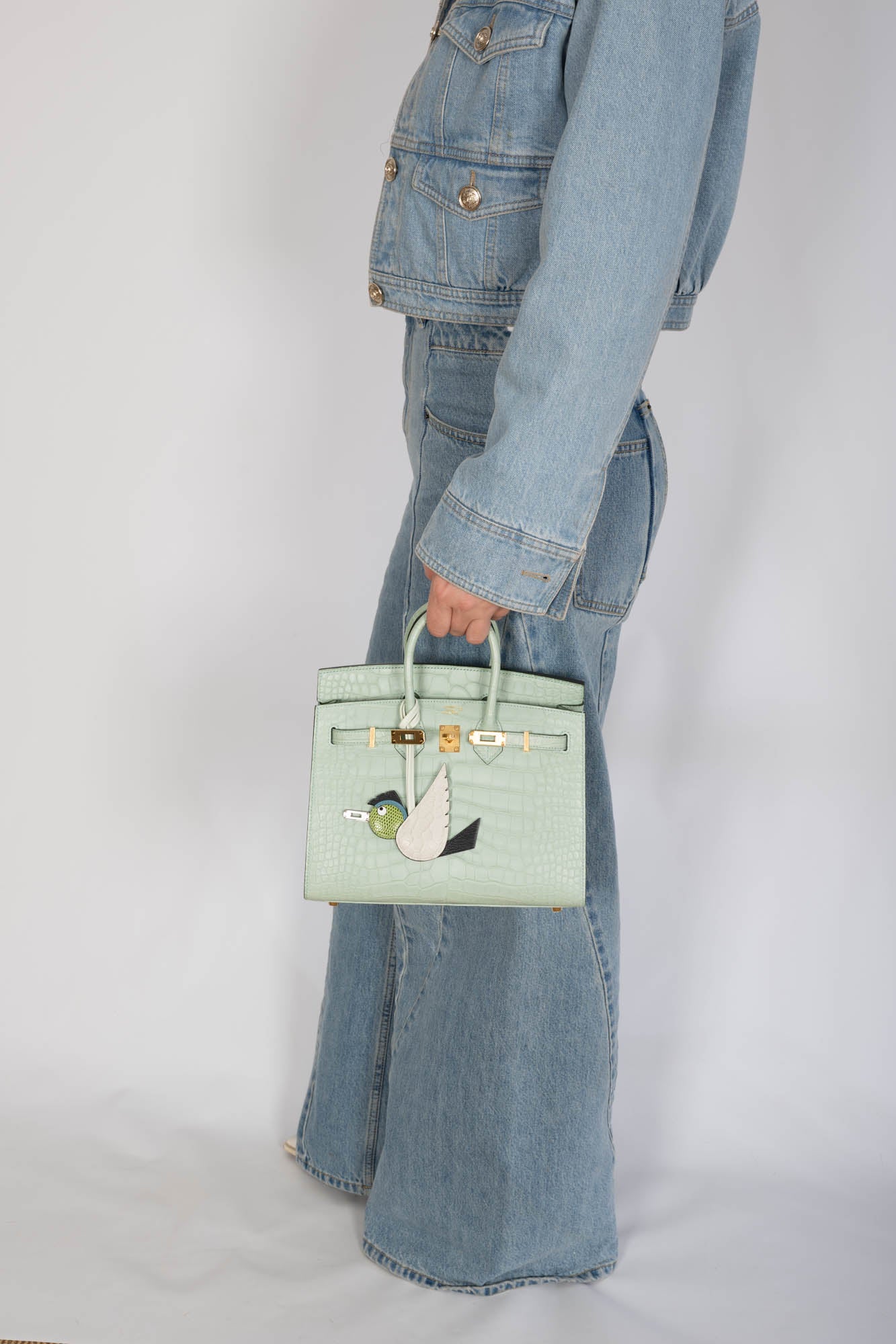 Hermès Birkin 25 Sellier Vert d'Eau Matte Alligator Gold Hardware