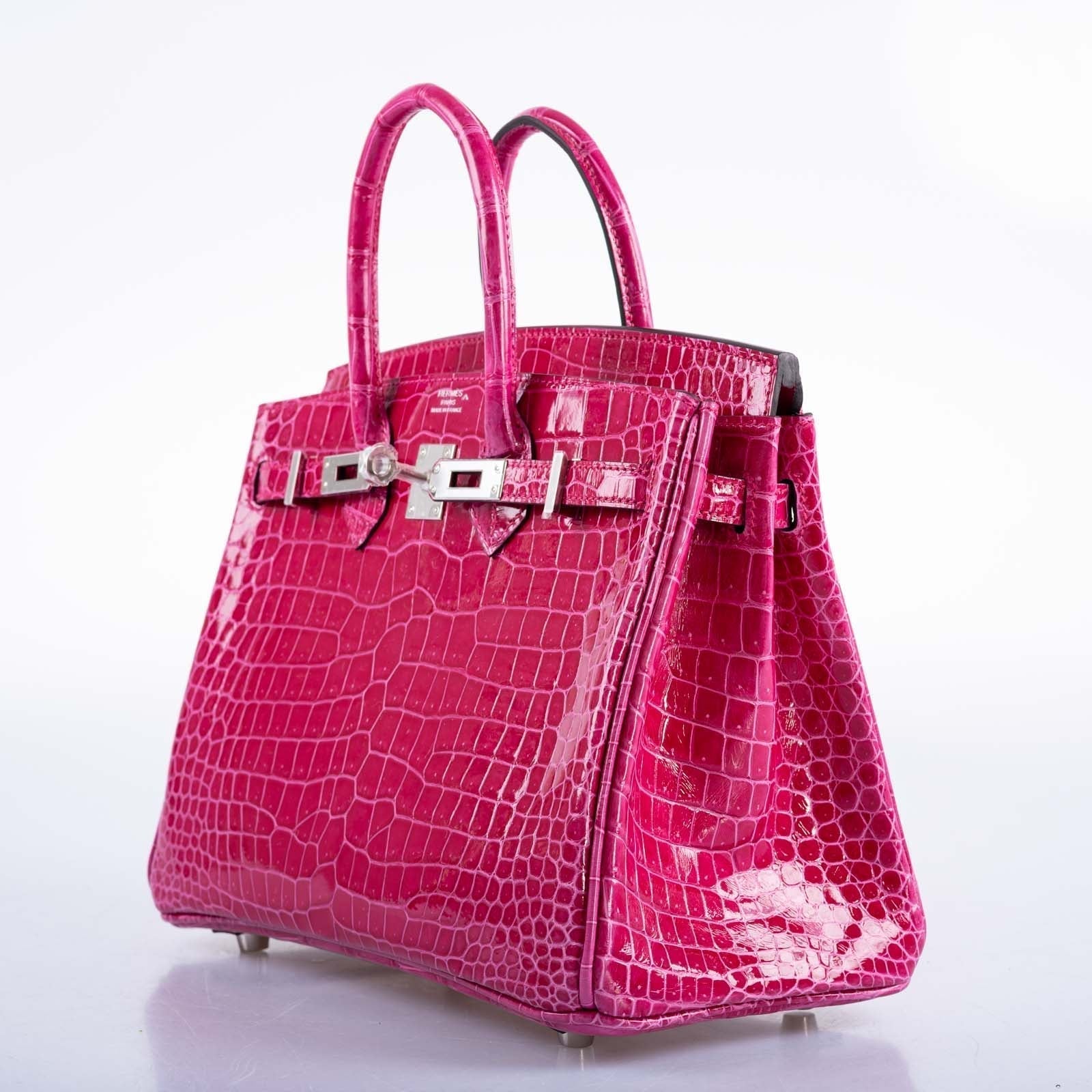 Hermès Birkin 25 Shiny Rose Mexico Porosus Crocodile Palladium Hardware