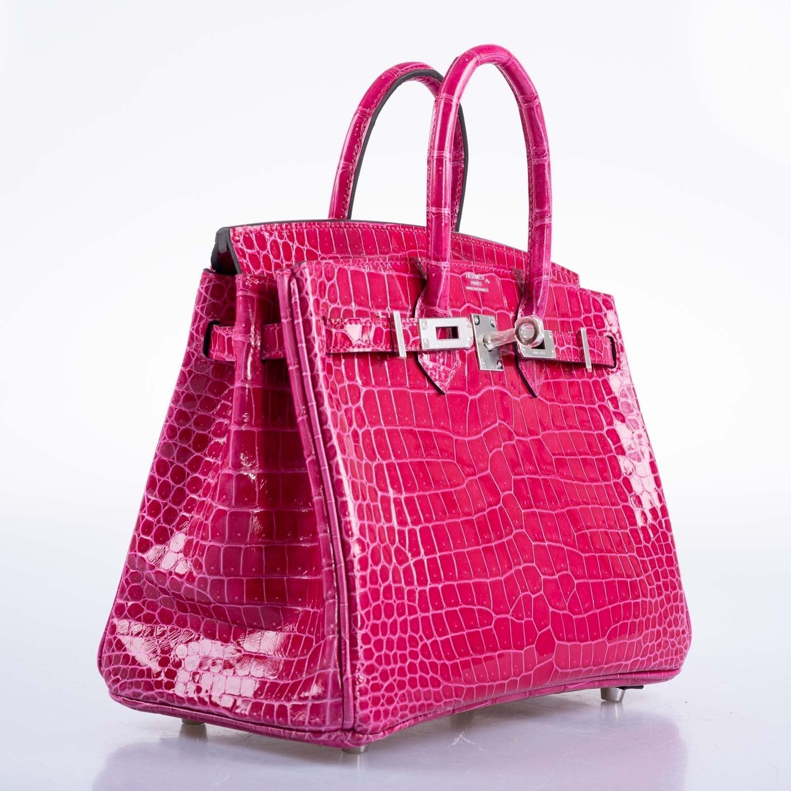 Hermès Birkin 25 Shiny Rose Mexico Porosus Crocodile Palladium Hardware