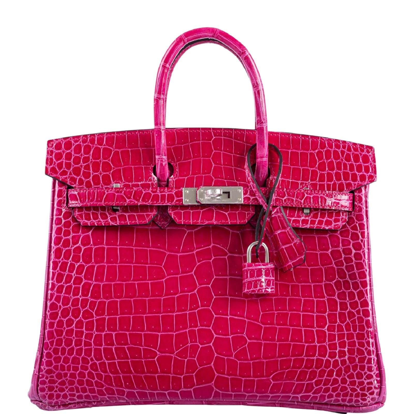 Hermès Birkin 25 Shiny Rose Mexico Porosus Crocodile Palladium Hardware