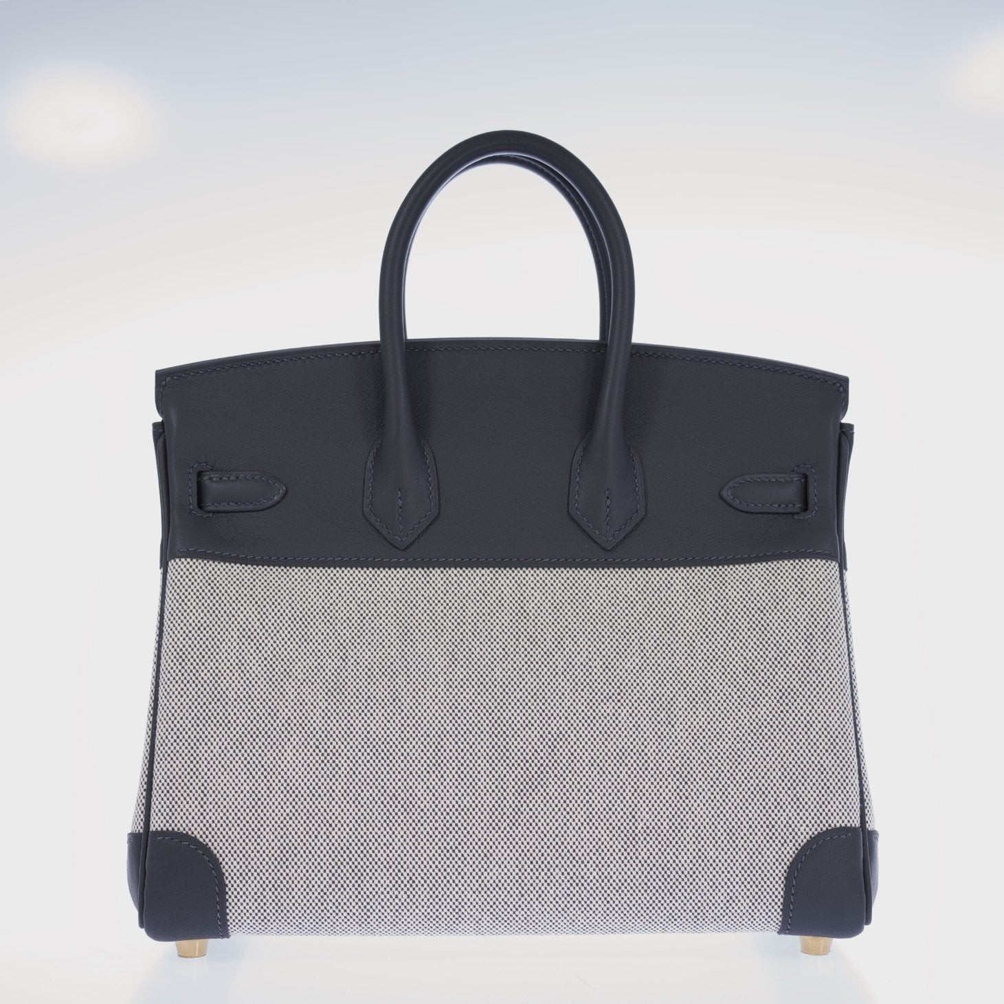 Hermès Birkin 25 Toile H Écru and Ardoise Swift Gold Hardware