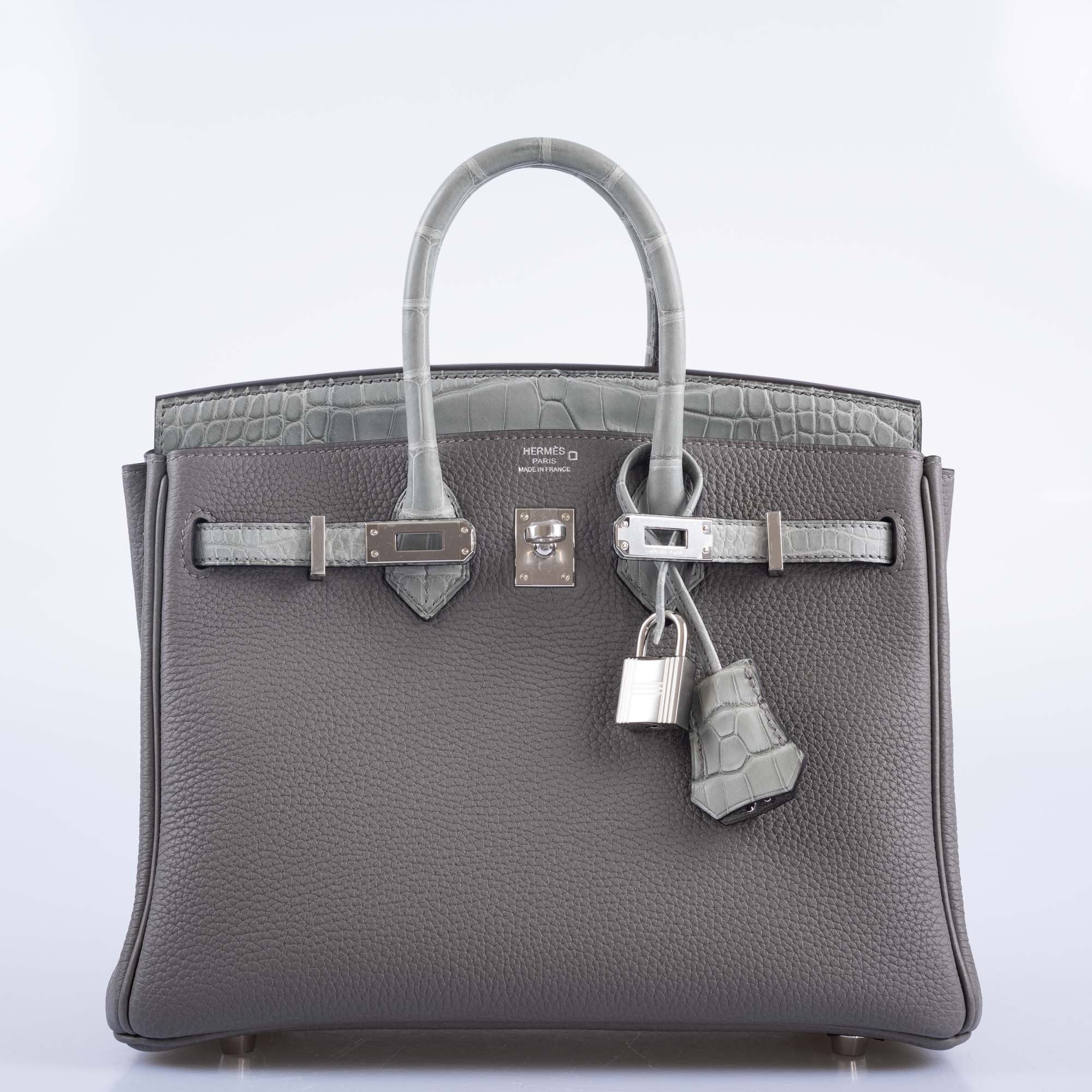 Hermès Birkin 25 Touch Gris Meyer Togo Gris Cement Matte Alligator