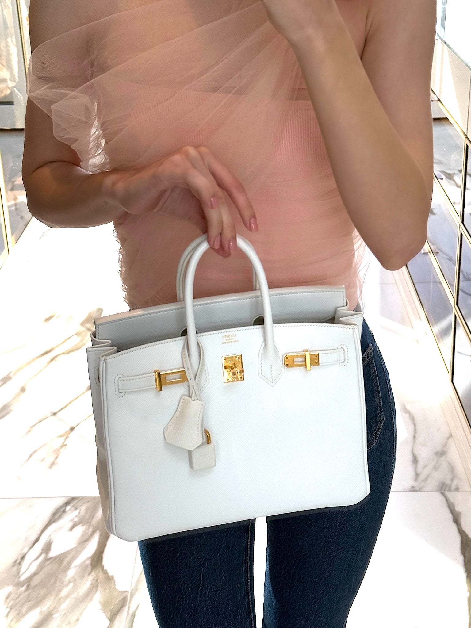 Hermès Birkin 25 White Epsom with Gold Hardware