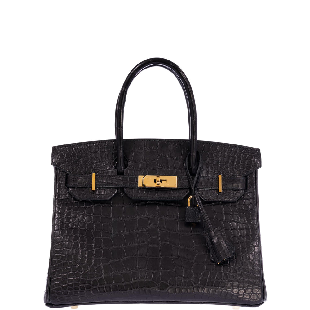 Hermès Birkin 30 Black Matte Alligator Gold Hardware