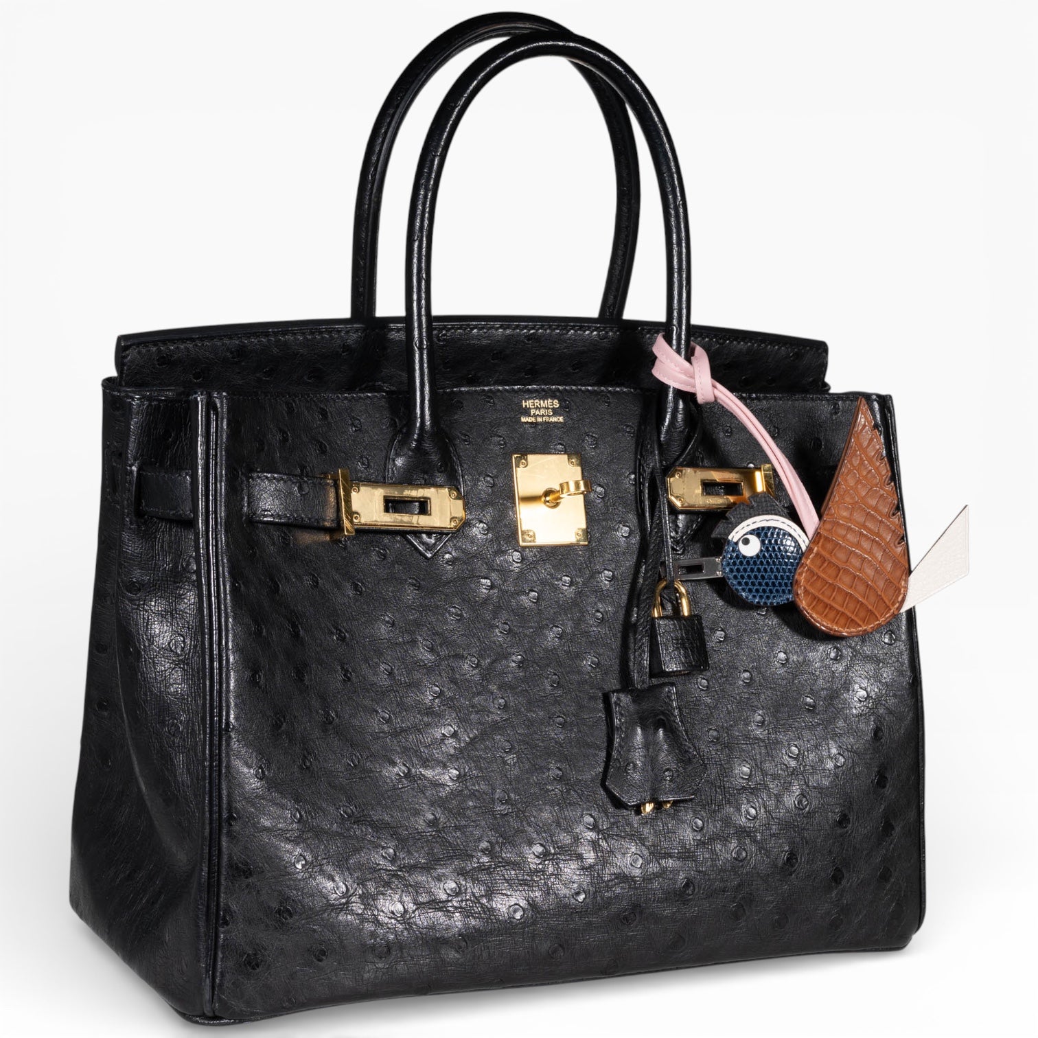 Hermès Birkin 30 Black Ostrich Rose Gold Hardware