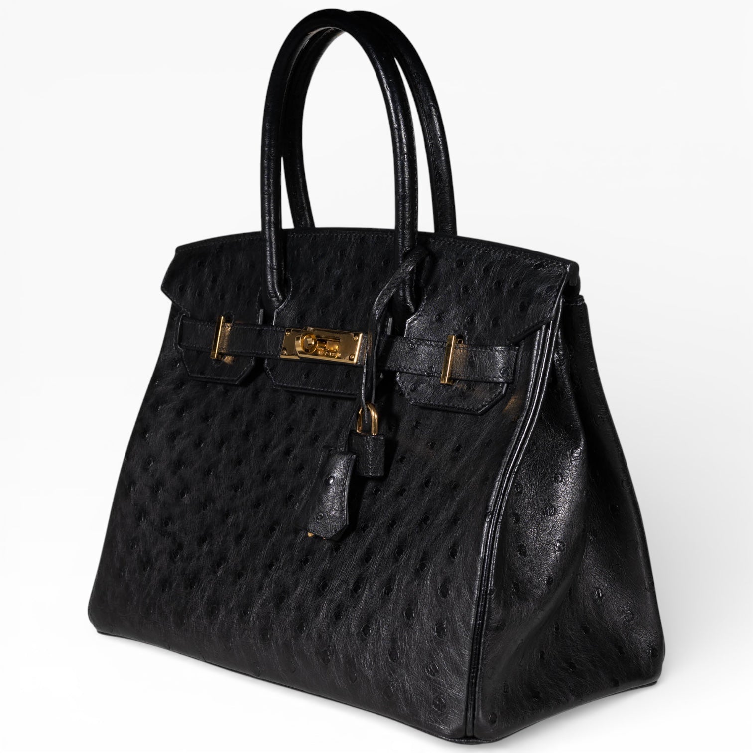 Hermès Birkin 30 Black Ostrich Rose Gold Hardware