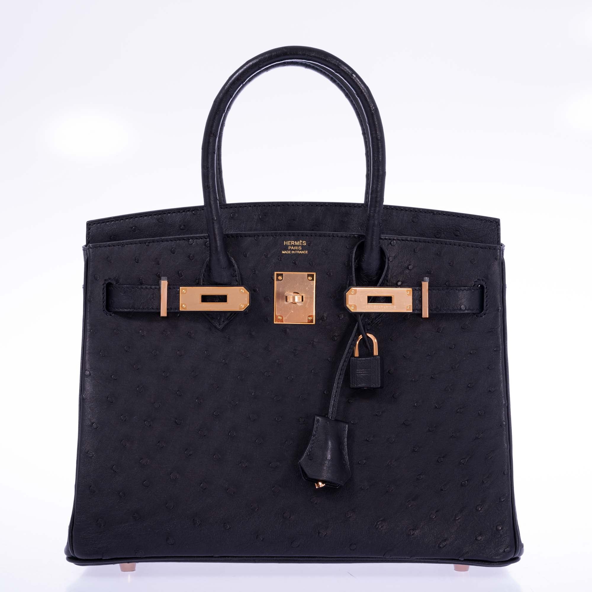 Hermès Birkin 30 Black Ostrich with Rose Gold Hardware