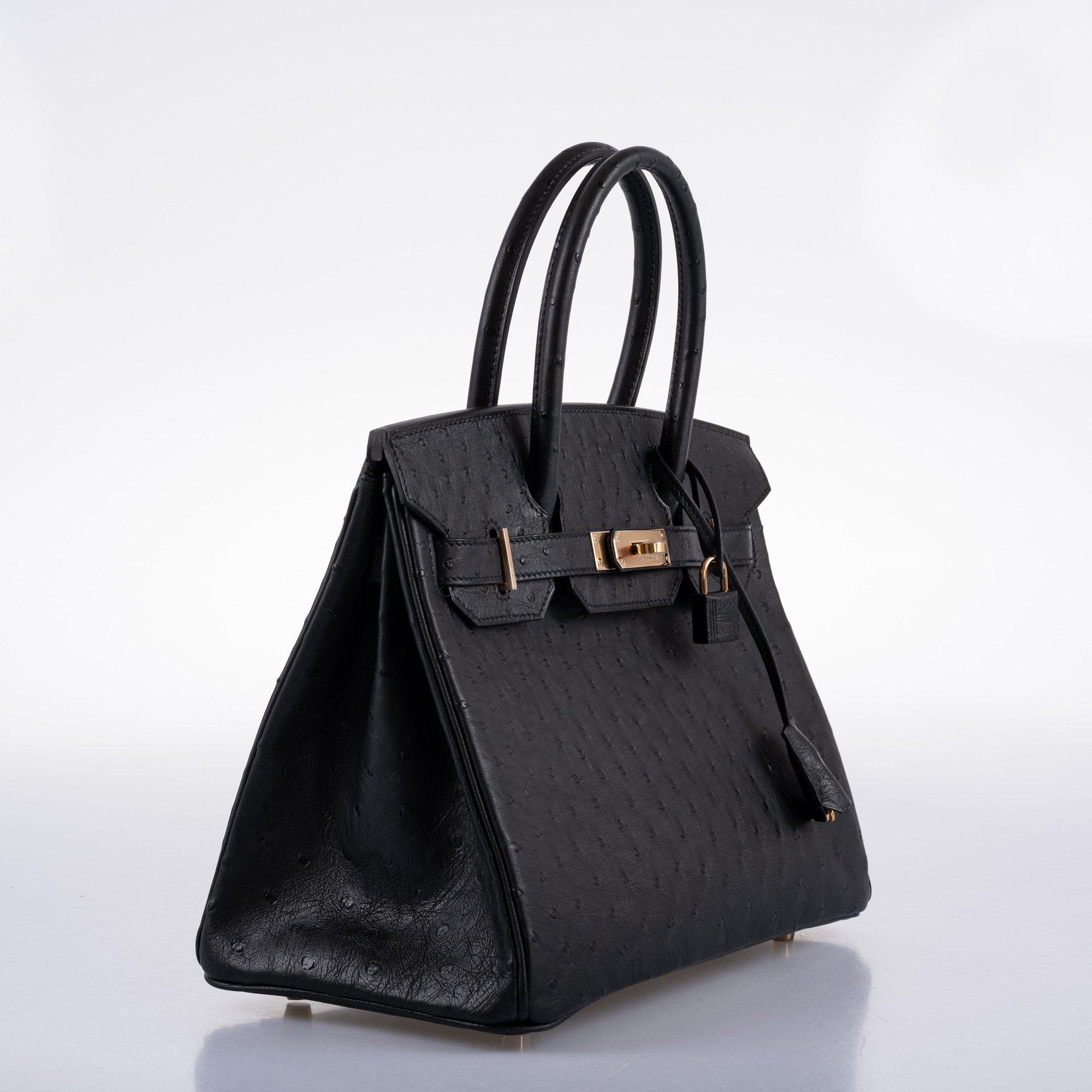 Hermès Birkin 30 Black Ostrich with Rose Gold Hardware