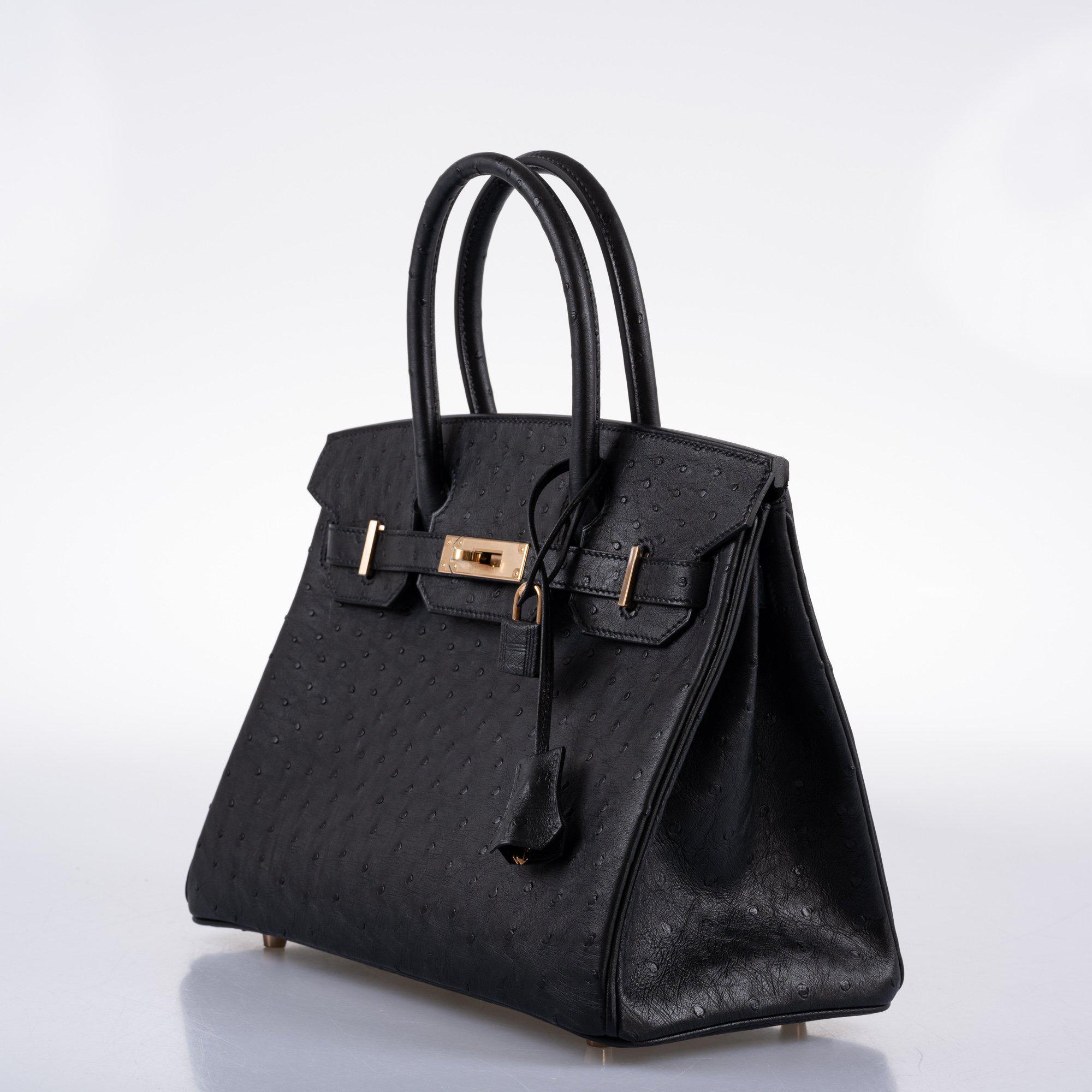 Hermès Birkin 30 Black Ostrich with Rose Gold Hardware