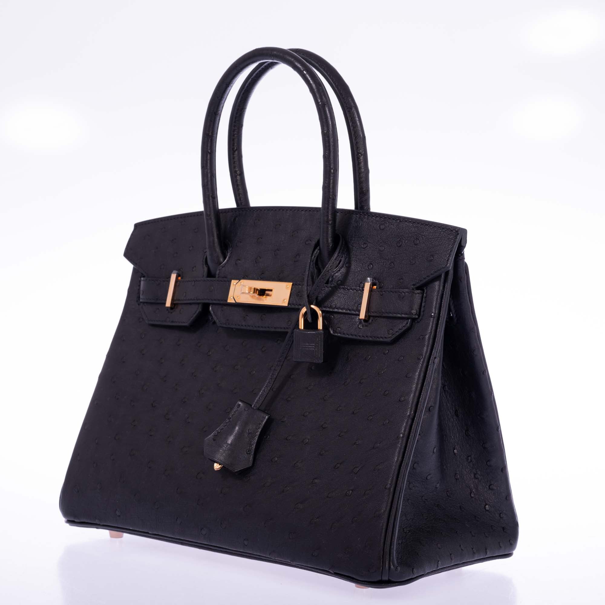 Hermès Birkin 30 Black Ostrich with Rose Gold Hardware