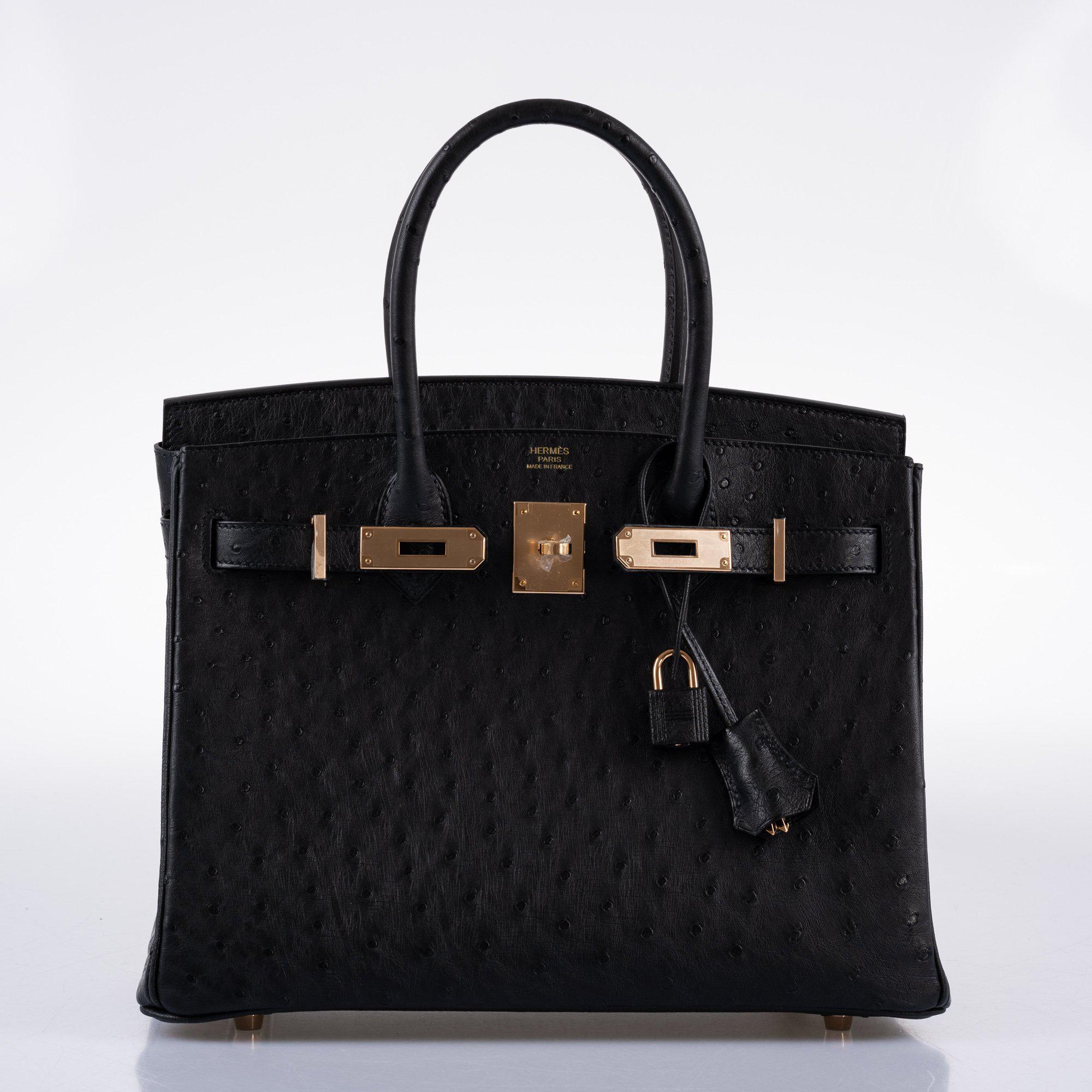 Hermès Birkin 30 Black Ostrich with Rose Gold Hardware