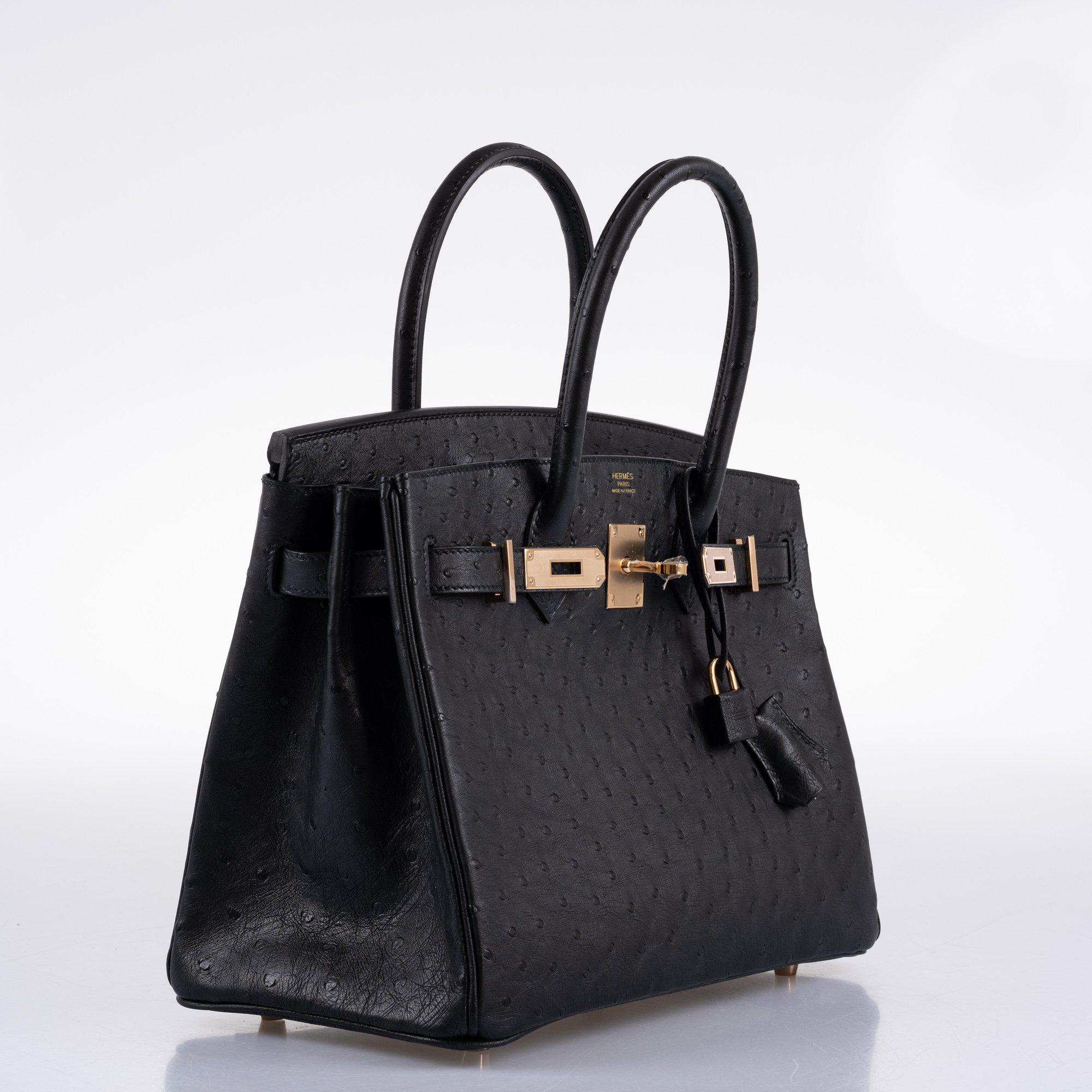 Hermès Birkin 30 Black Ostrich with Rose Gold Hardware