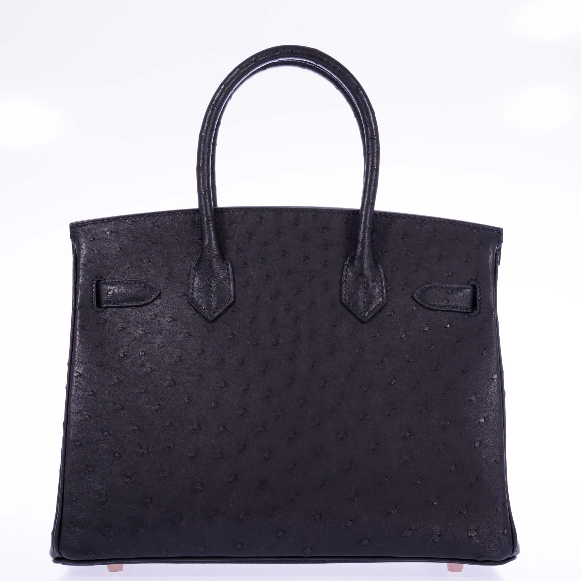 Hermès Birkin 30 Black Ostrich with Rose Gold Hardware