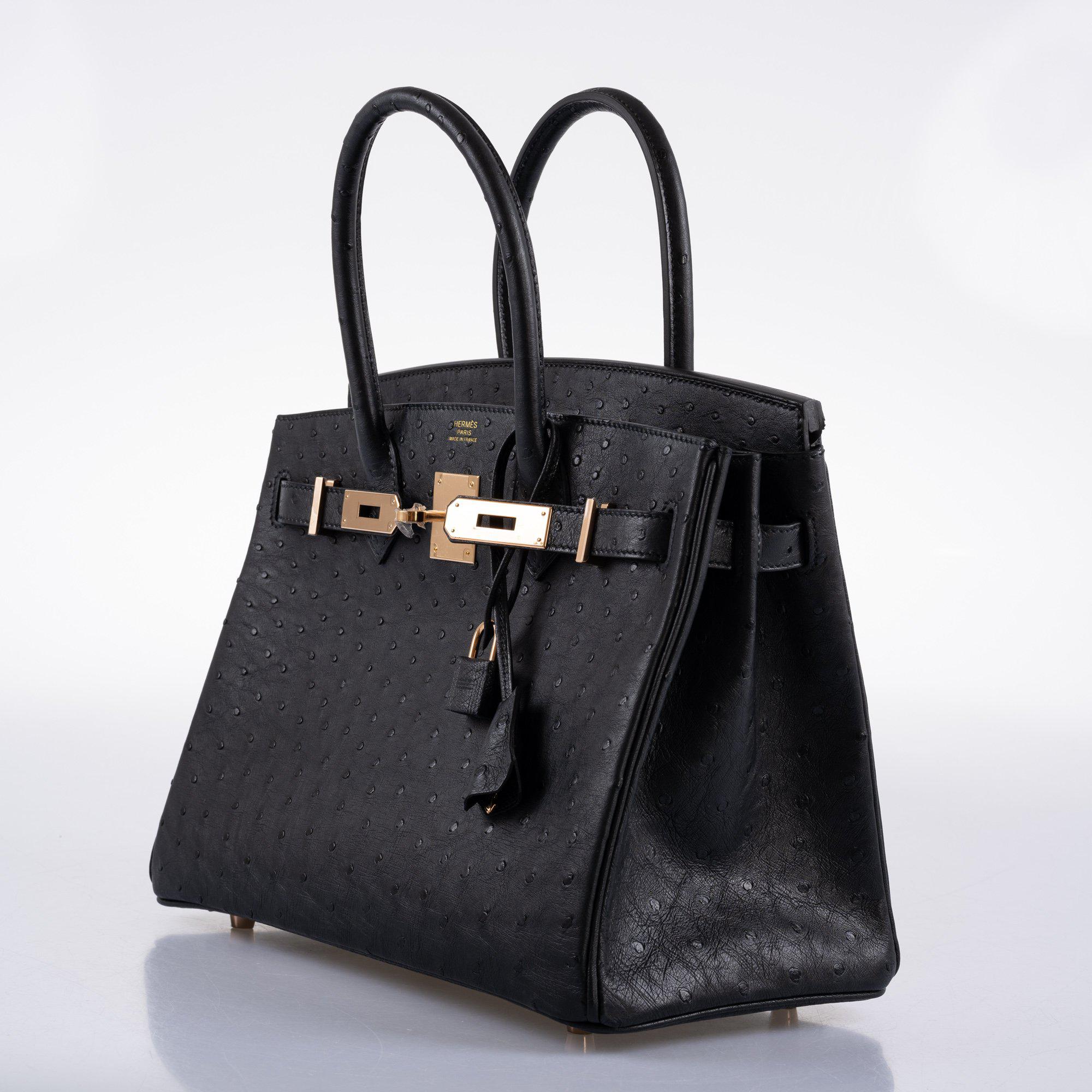 Hermès Birkin 30 Black Ostrich with Rose Gold Hardware