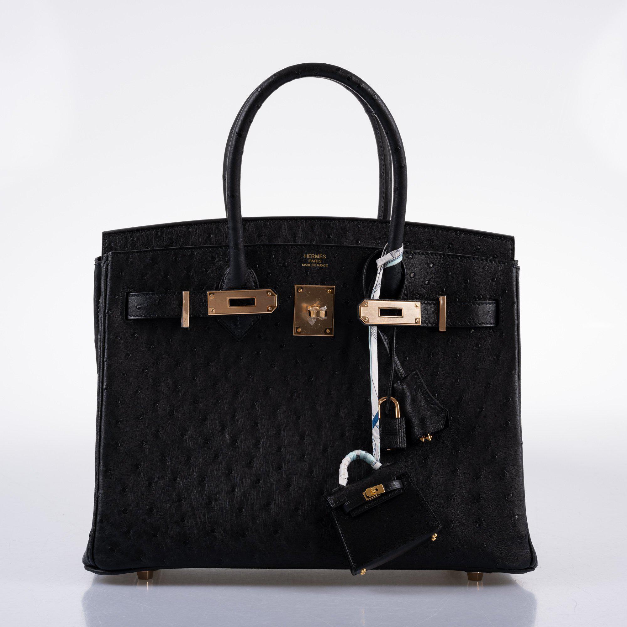 Hermès Birkin 30 Black Ostrich with Rose Gold Hardware