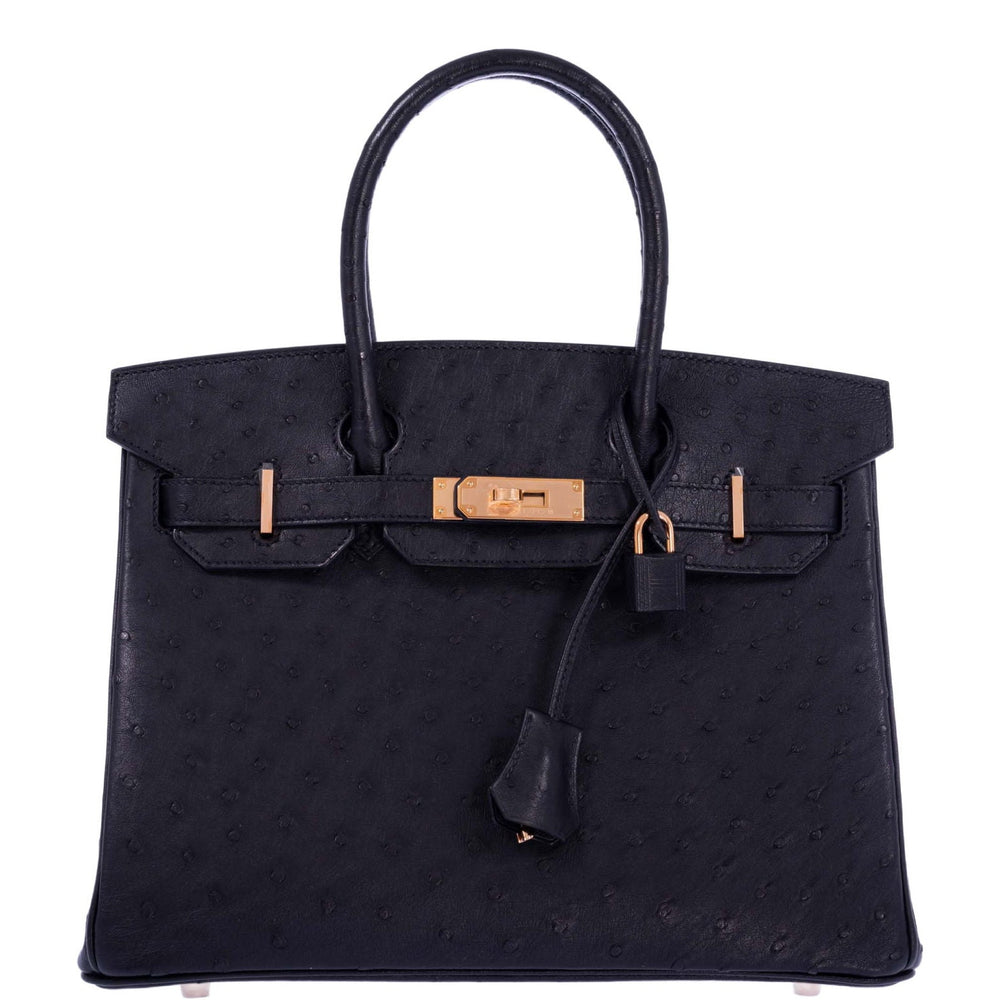 Hermès Birkin 30 Black Ostrich with Rose Gold Hardware