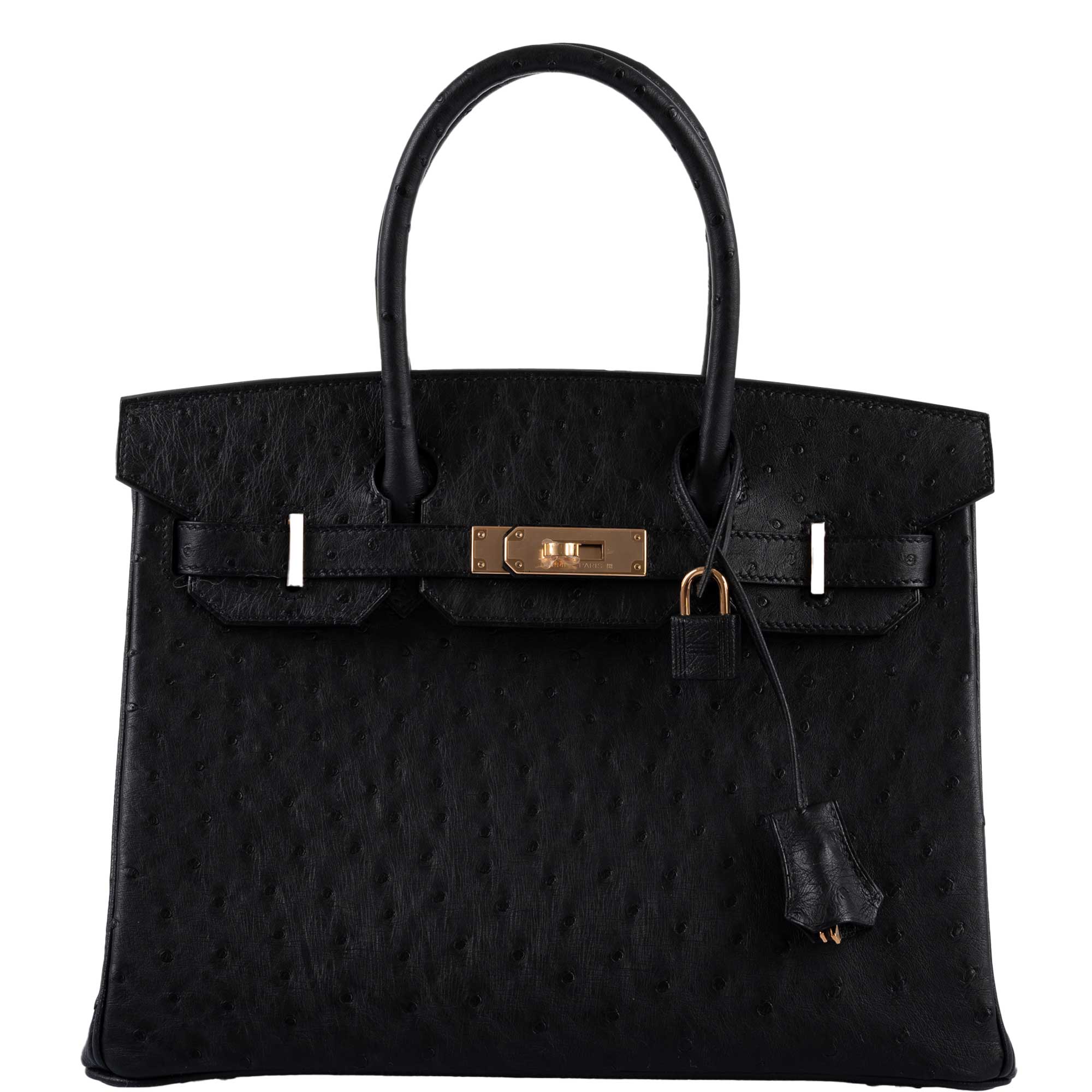 Hermès Birkin 30 Black Ostrich with Rose Gold Hardware