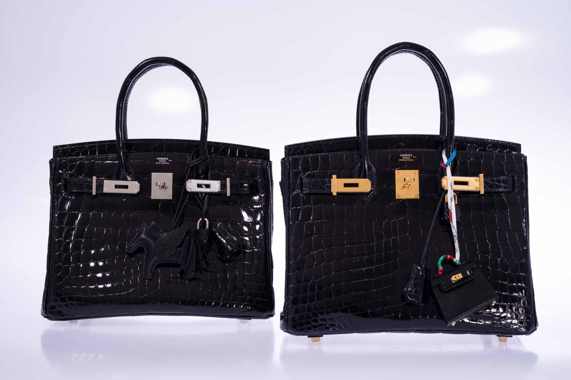 Hermès Birkin 30 Black Shiny Niloticus Crocodile Palladium Hardware