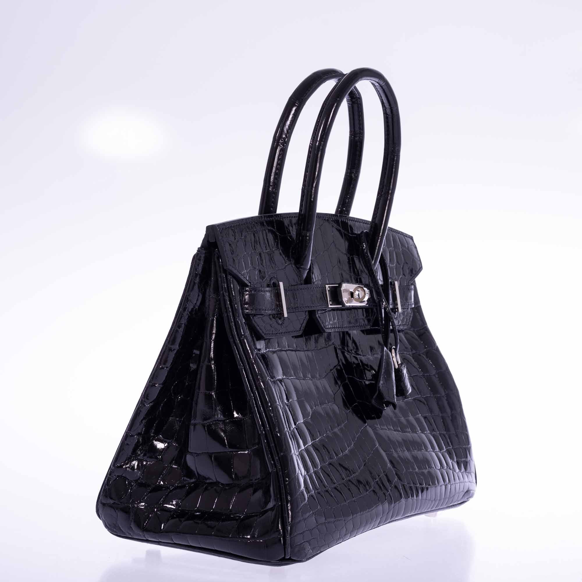 Hermès Birkin 30 Black Shiny Niloticus Crocodile Palladium Hardware