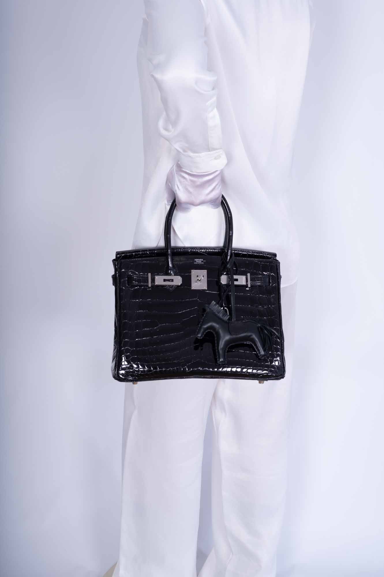 Hermès Birkin 30 Black Shiny Niloticus Crocodile Palladium Hardware