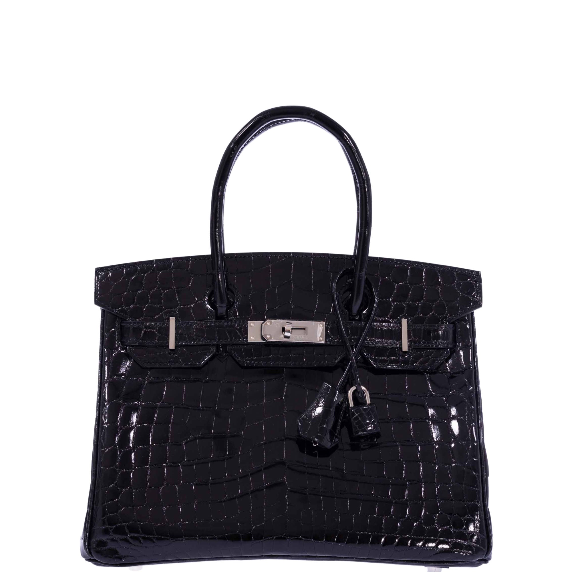 Hermès Birkin 30 Black Shiny Niloticus Crocodile Palladium Hardware