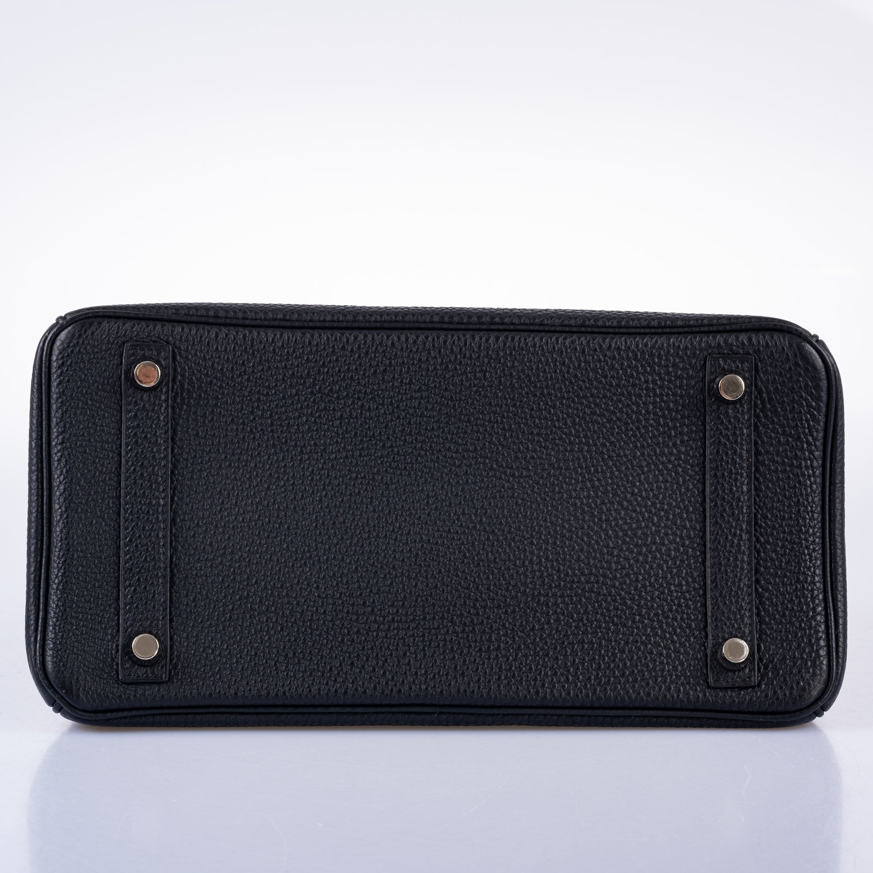 Hermès Birkin 30 Noir Togo Palladium Hardware, underside with base studs