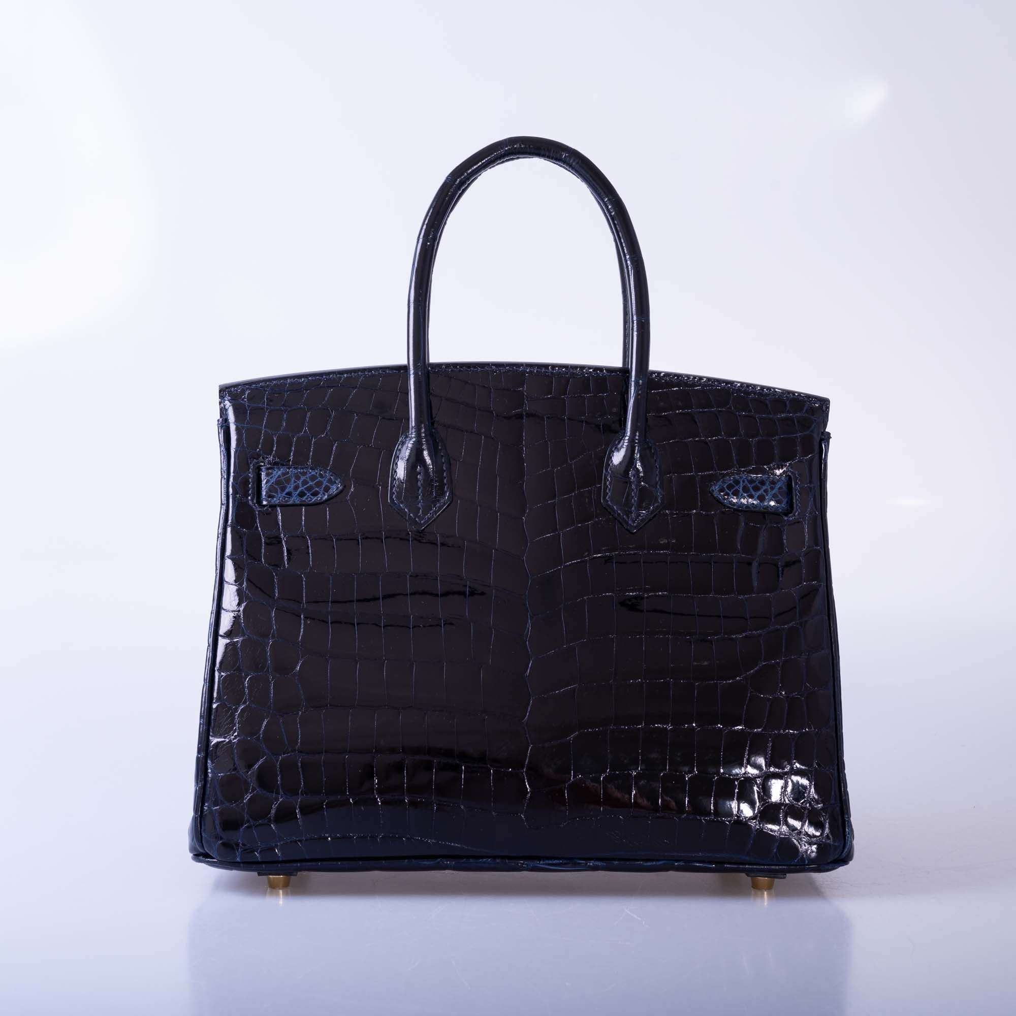 Hermès Birkin 30 Bleu Marine Shiny Niloticus Crocodile Gold Hardware