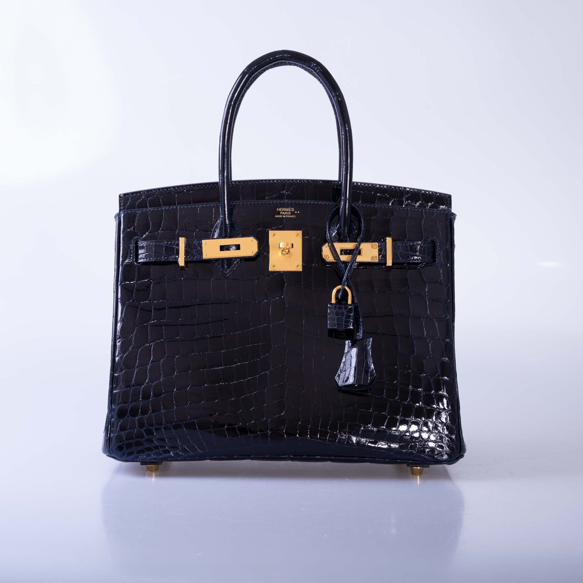 Hermès Birkin 30 Bleu Marine Shiny Niloticus Crocodile Gold Hardware