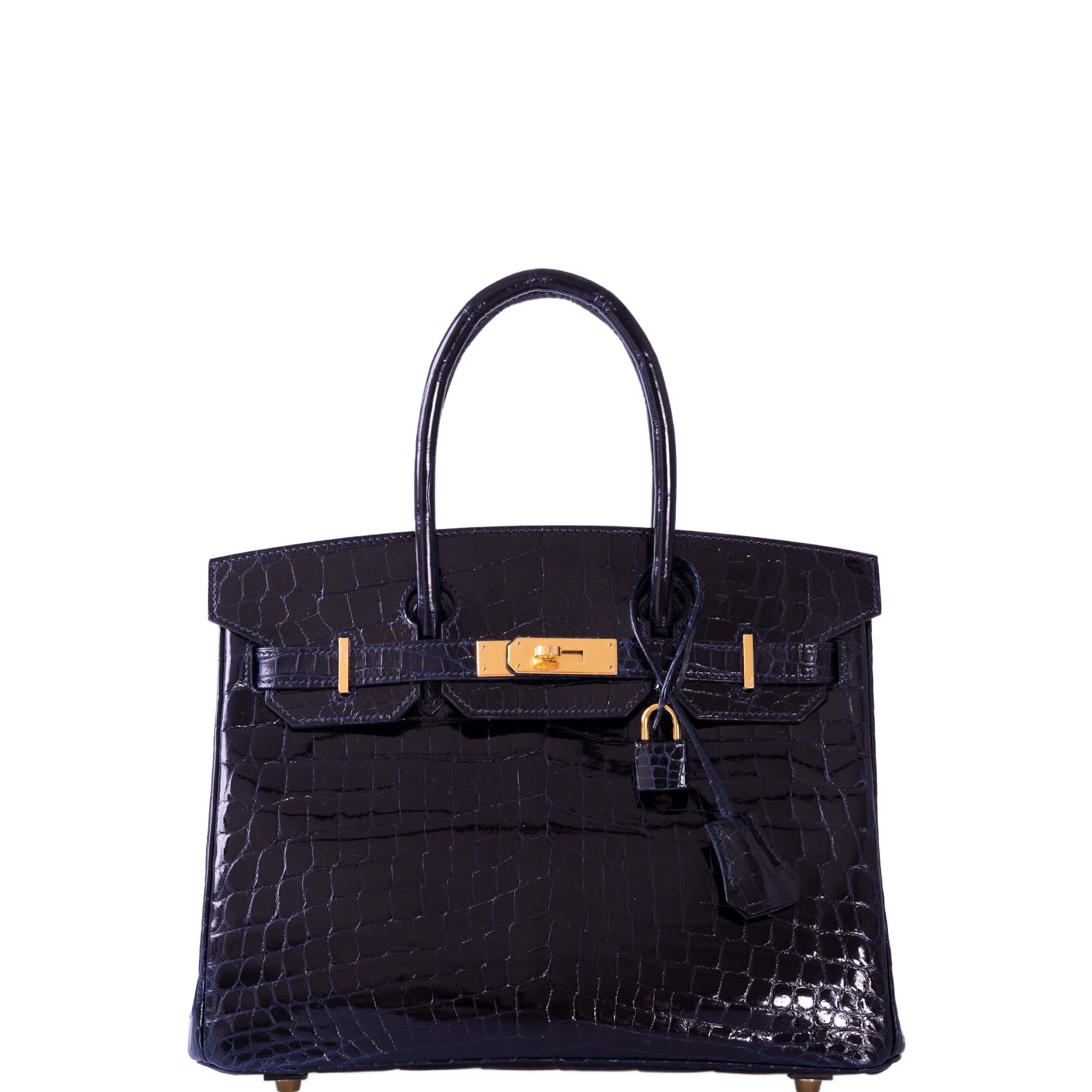 Hermès Birkin 30 Bleu Marine Shiny Niloticus Crocodile Gold Hardware