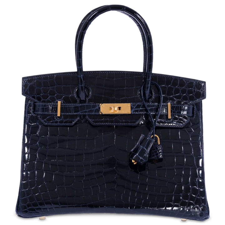 Hermès Birkin 30 Bleu Marine Shiny Niloticus Crocodile Gold Hardware