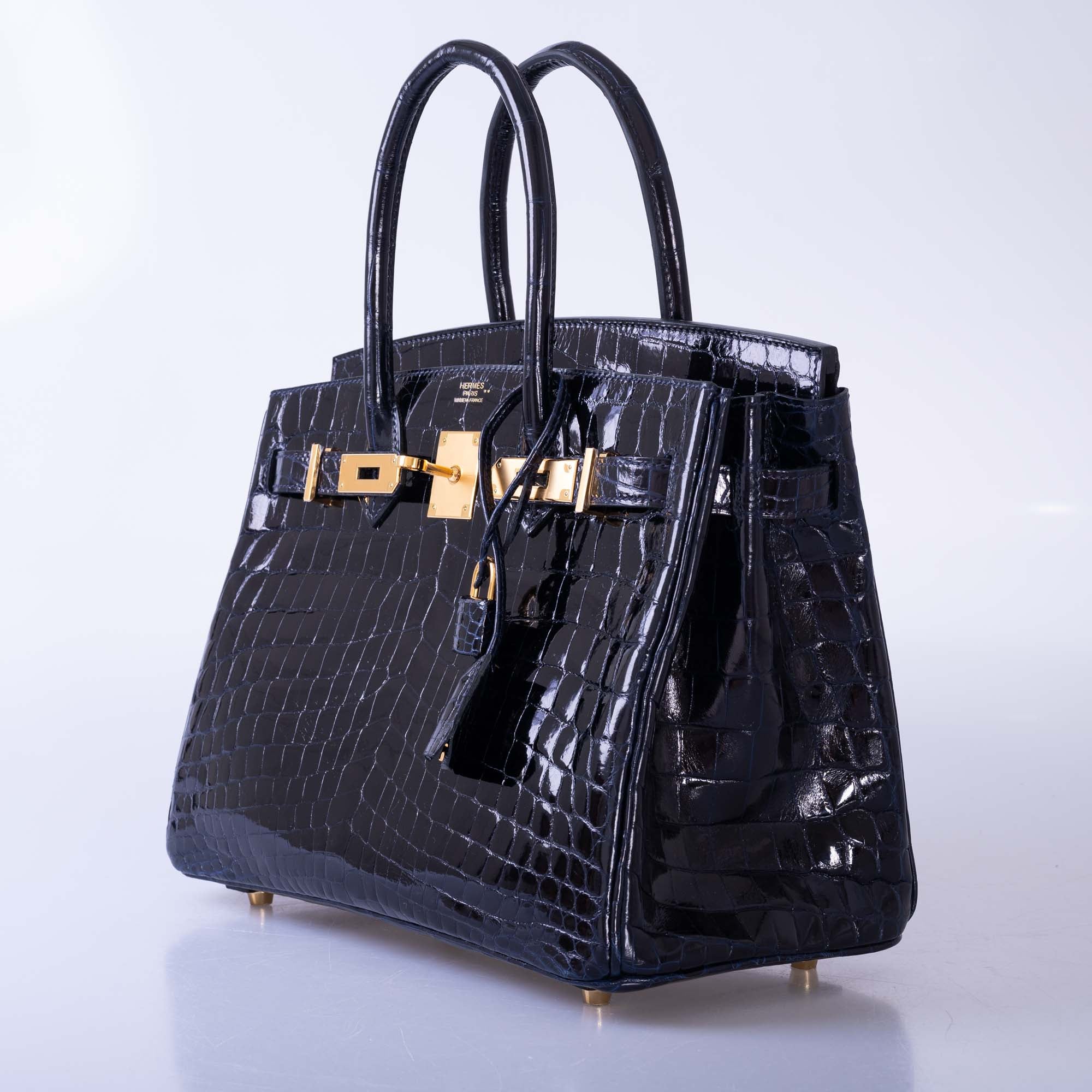 Hermès Birkin 30 Bleu Nuit Shiny Niloticus Crocodile Gold Hardware