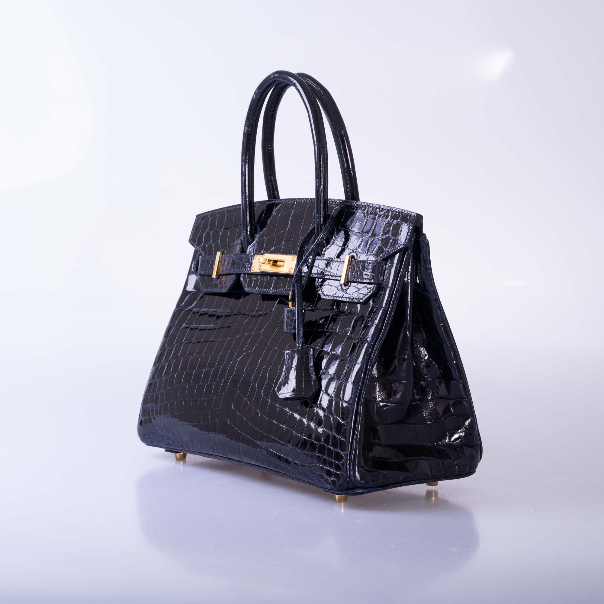 Hermès Birkin 30 Bleu Nuit Shiny Niloticus Crocodile Gold Hardware