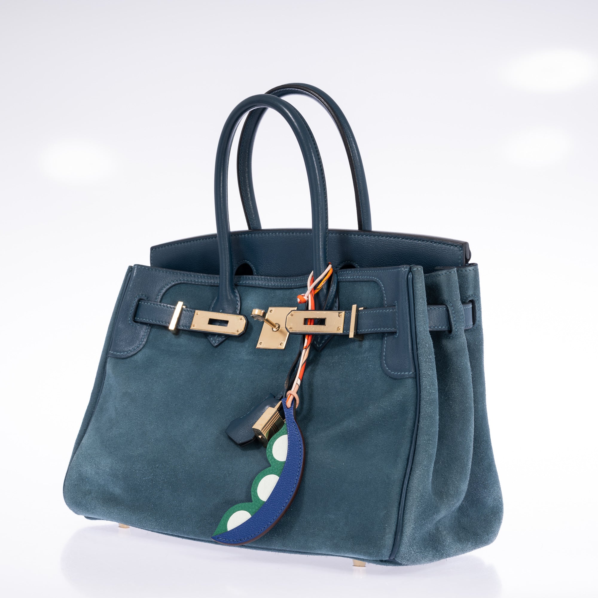 Hermès Birkin 30 Bleu Tempête Grizzly Doblis/Swift Permabrass
