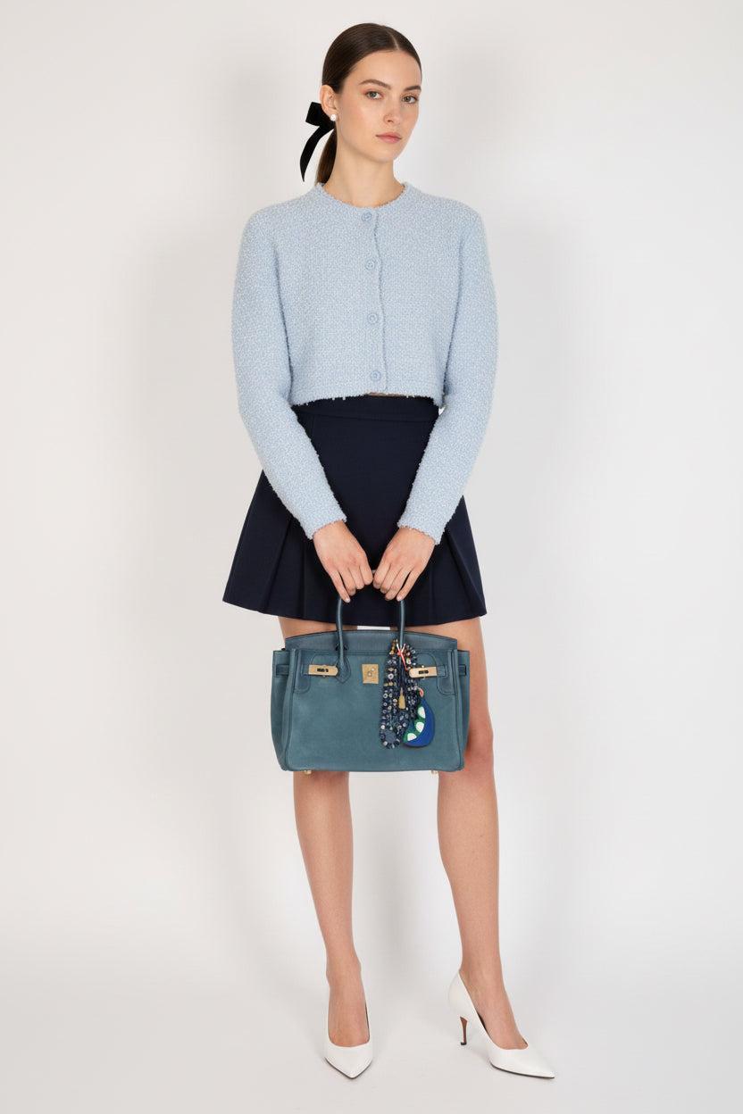 Hermès Birkin 30 Bleu Tempête Grizzly Doblis/Swift Permabrass Hardware