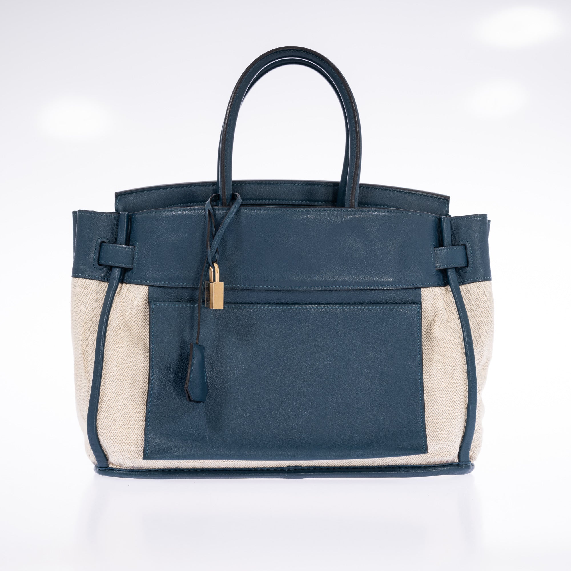 Hermès Birkin 30 Bleu Tempête Grizzly Doblis/Swift Permabrass
