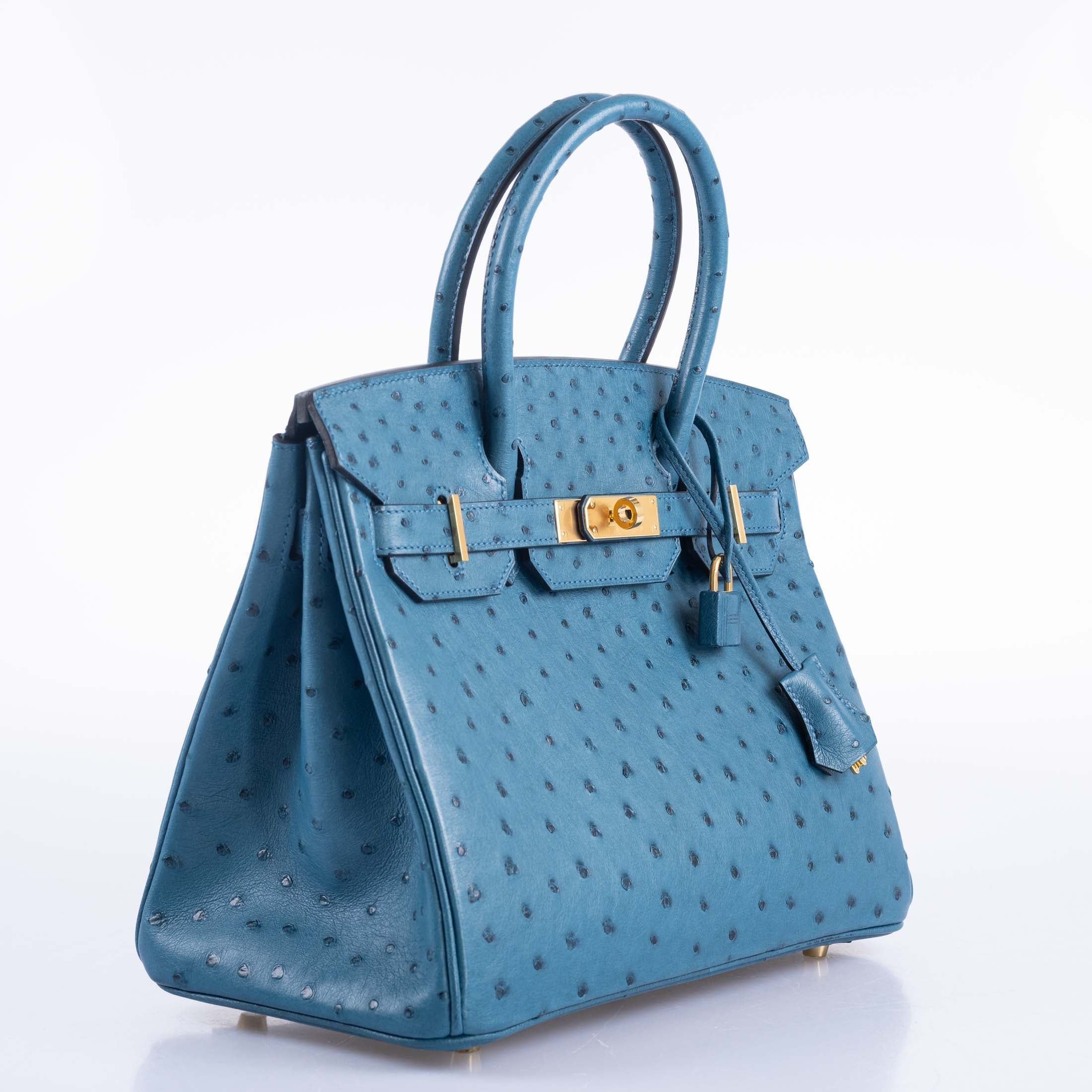 Hermès Birkin 30 Blue Colvert Ostrich Gold Hardware