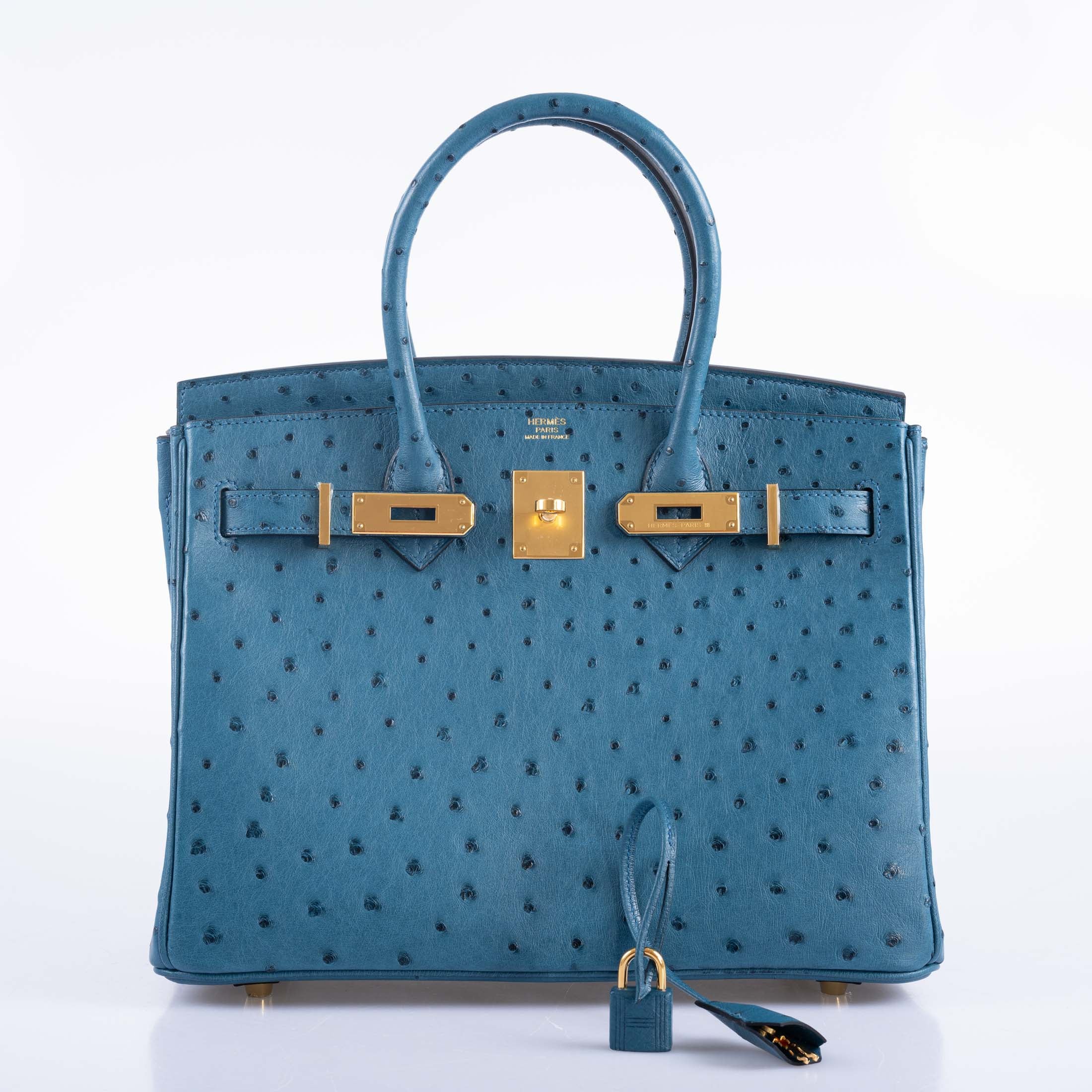 Hermès Birkin 30 Blue Colvert Ostrich Gold Hardware