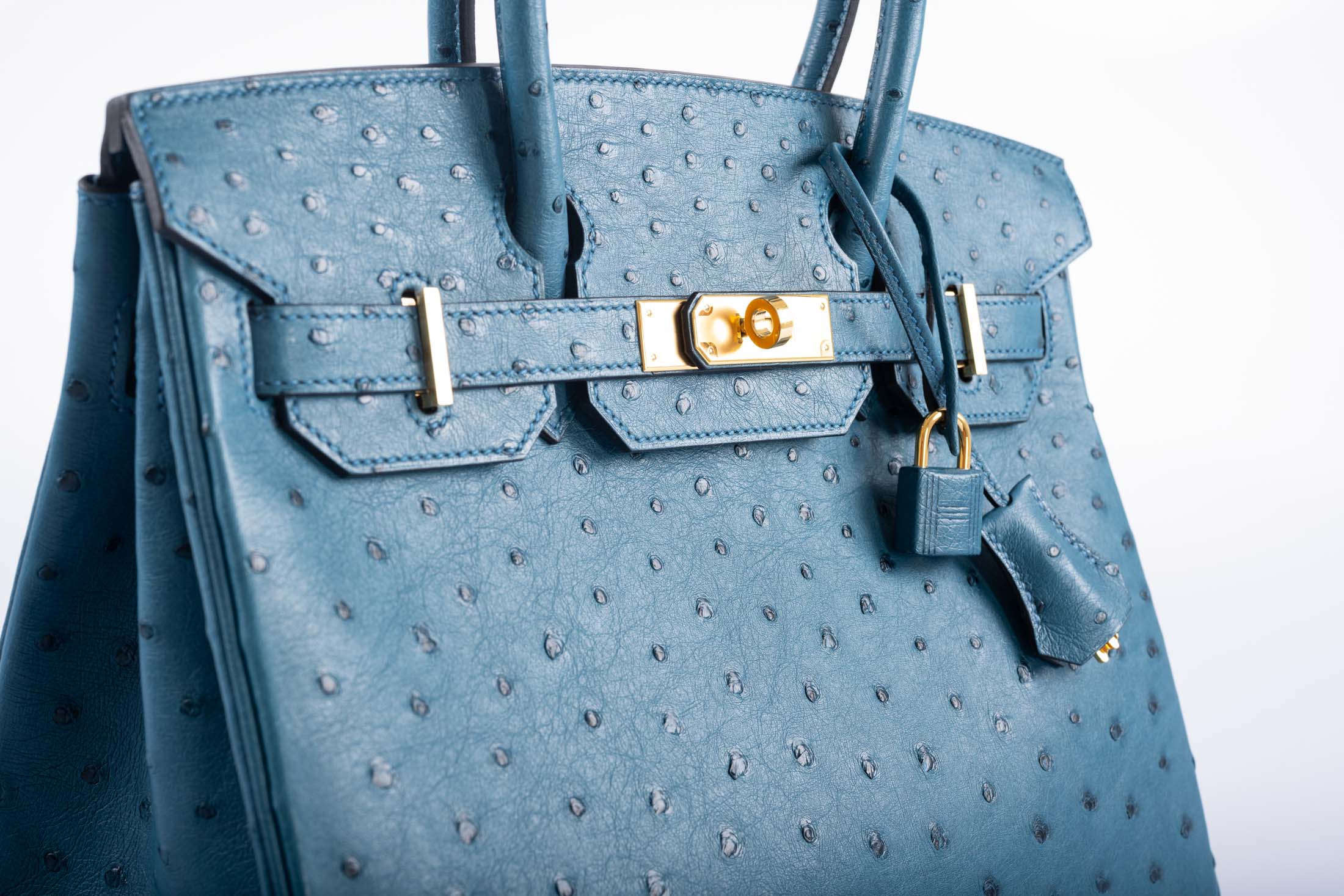 Hermès Birkin 30 Blue Colvert Ostrich Gold Hardware