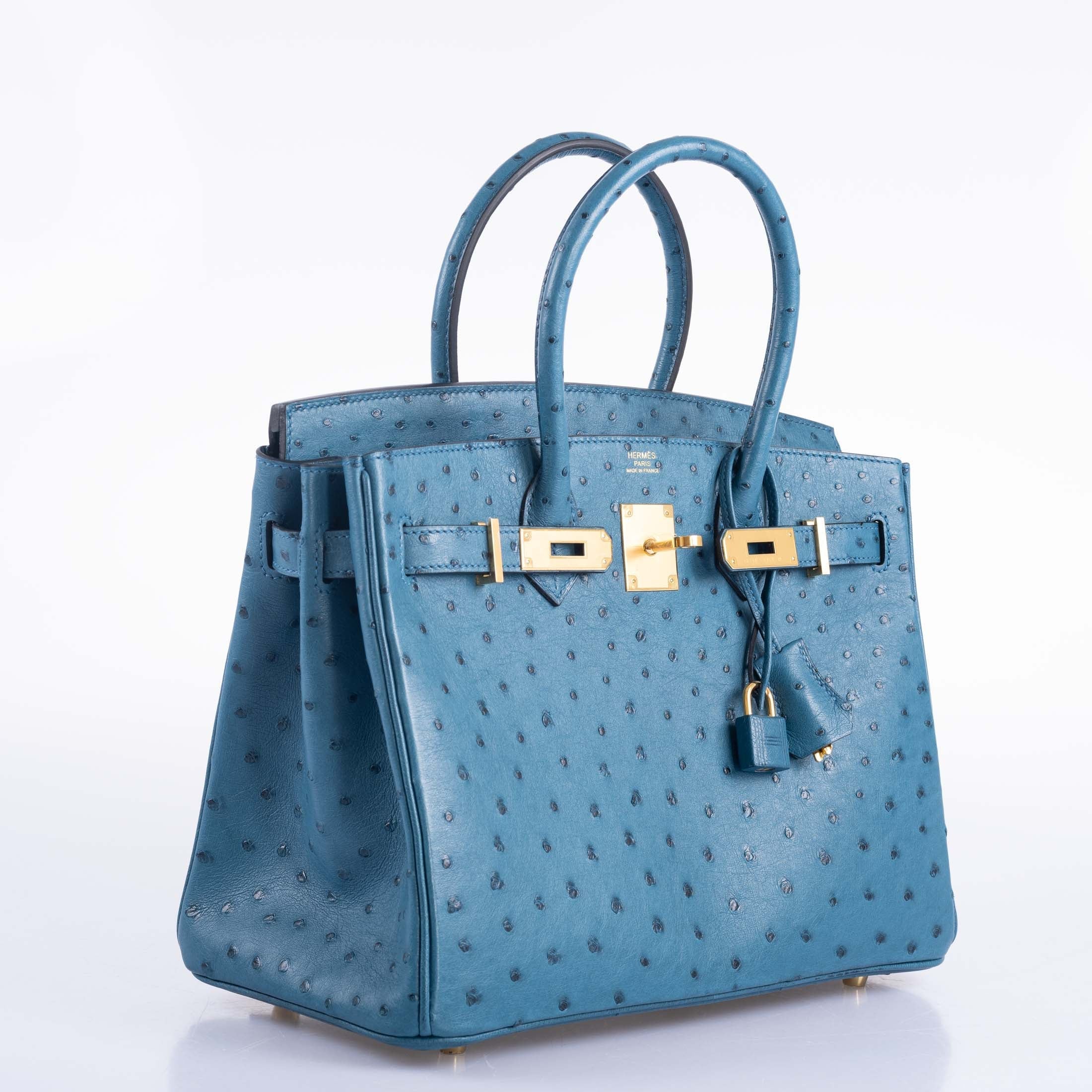 Hermès Birkin 30 Blue Colvert Ostrich Gold Hardware