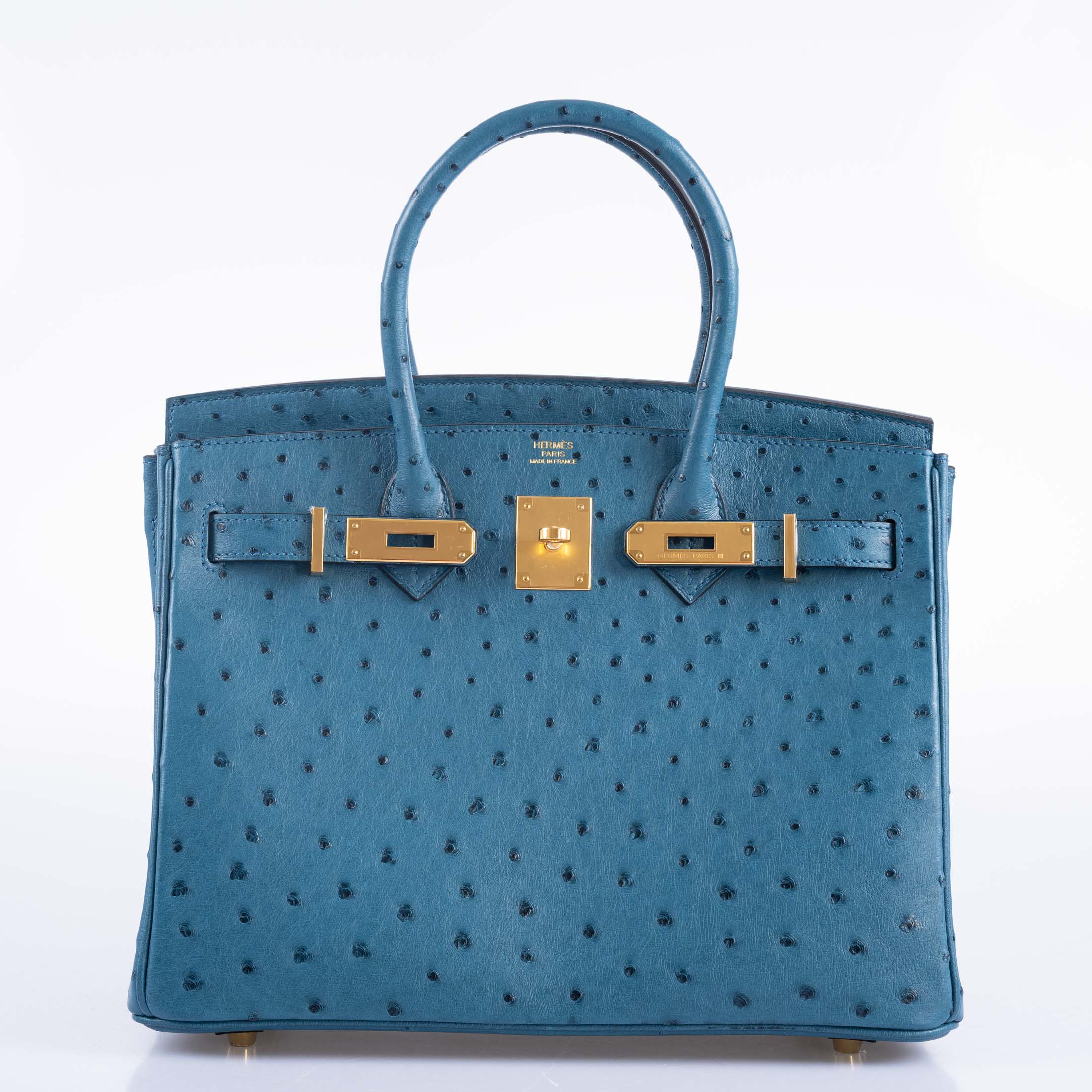 Hermès Birkin 30 Blue Colvert Ostrich Gold Hardware