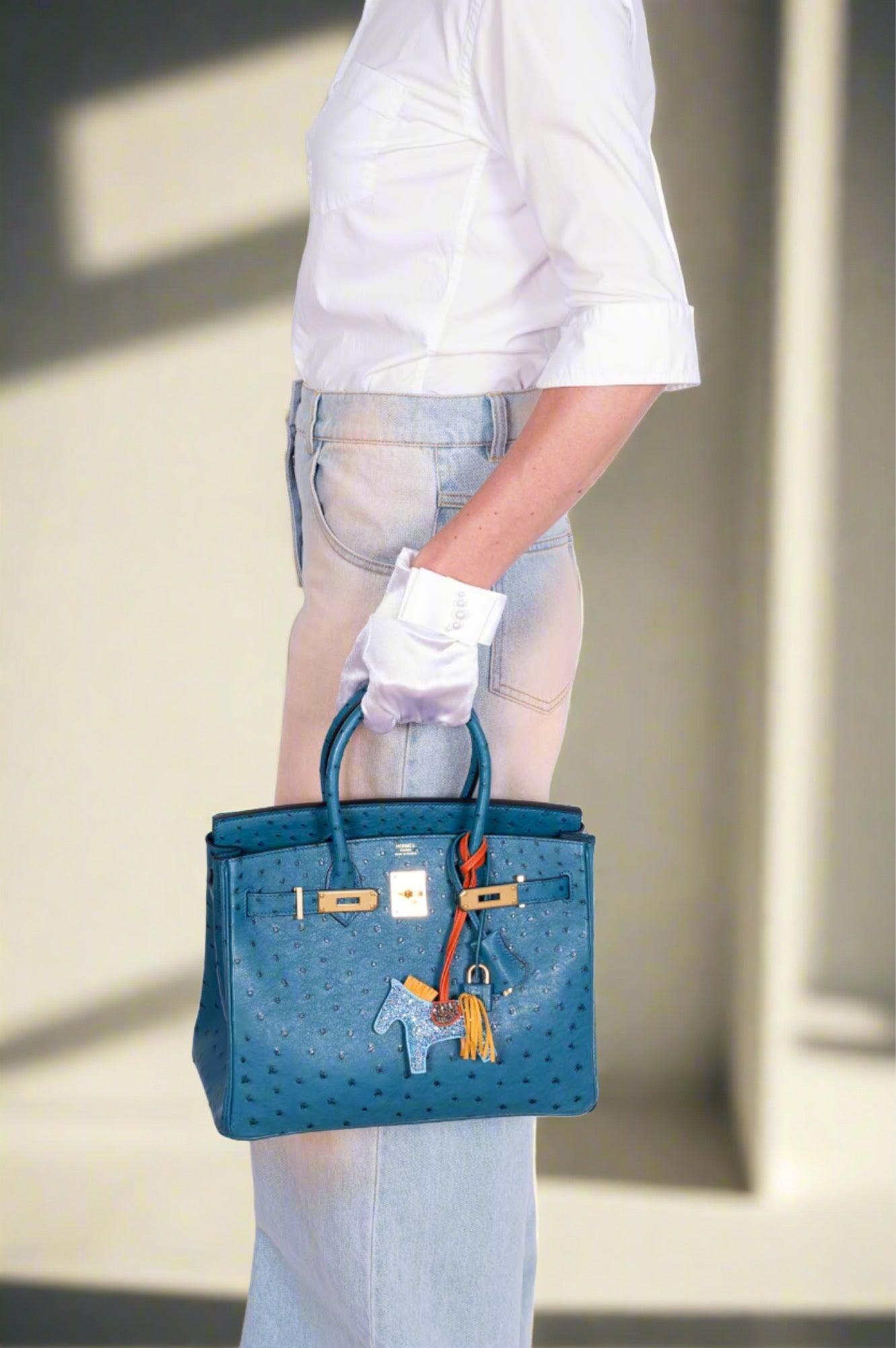 Hermès Birkin 30 Blue Colvert Ostrich Gold Hardware