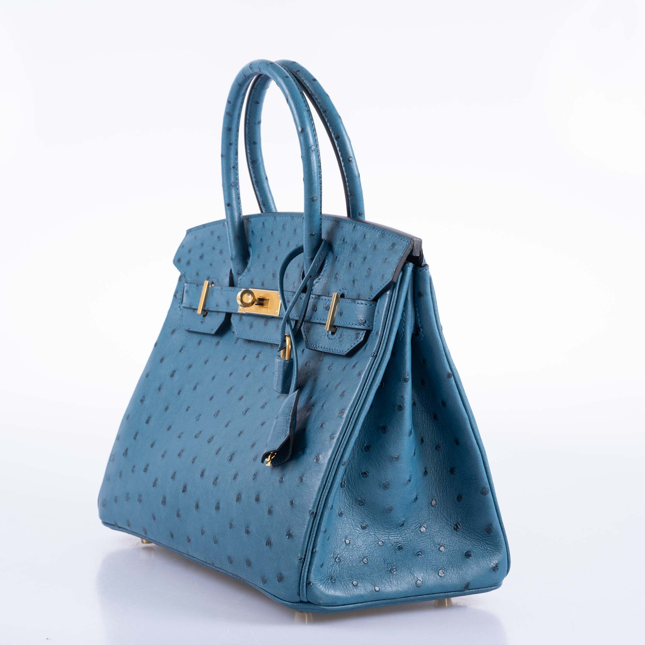 Hermès Birkin 30 Blue Colvert Ostrich Gold Hardware