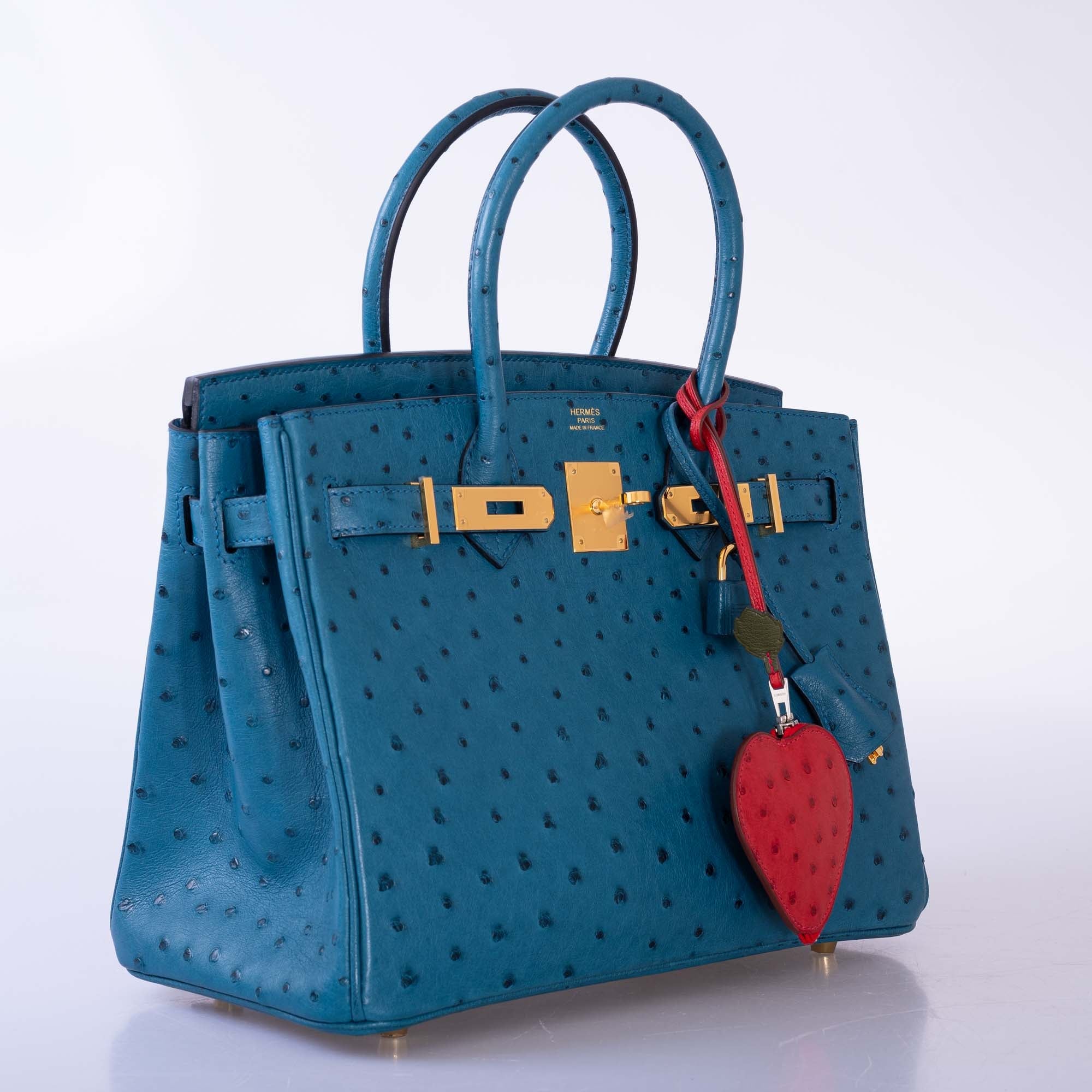 Hermès Birkin 30 Blue Colvert Ostrich Gold Hardware